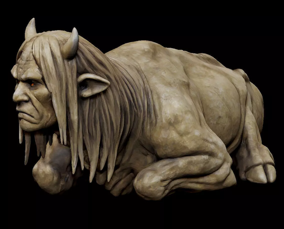 Japanese Folklore Yokai Kudan Statue Human Faced Cow 3D print model_5