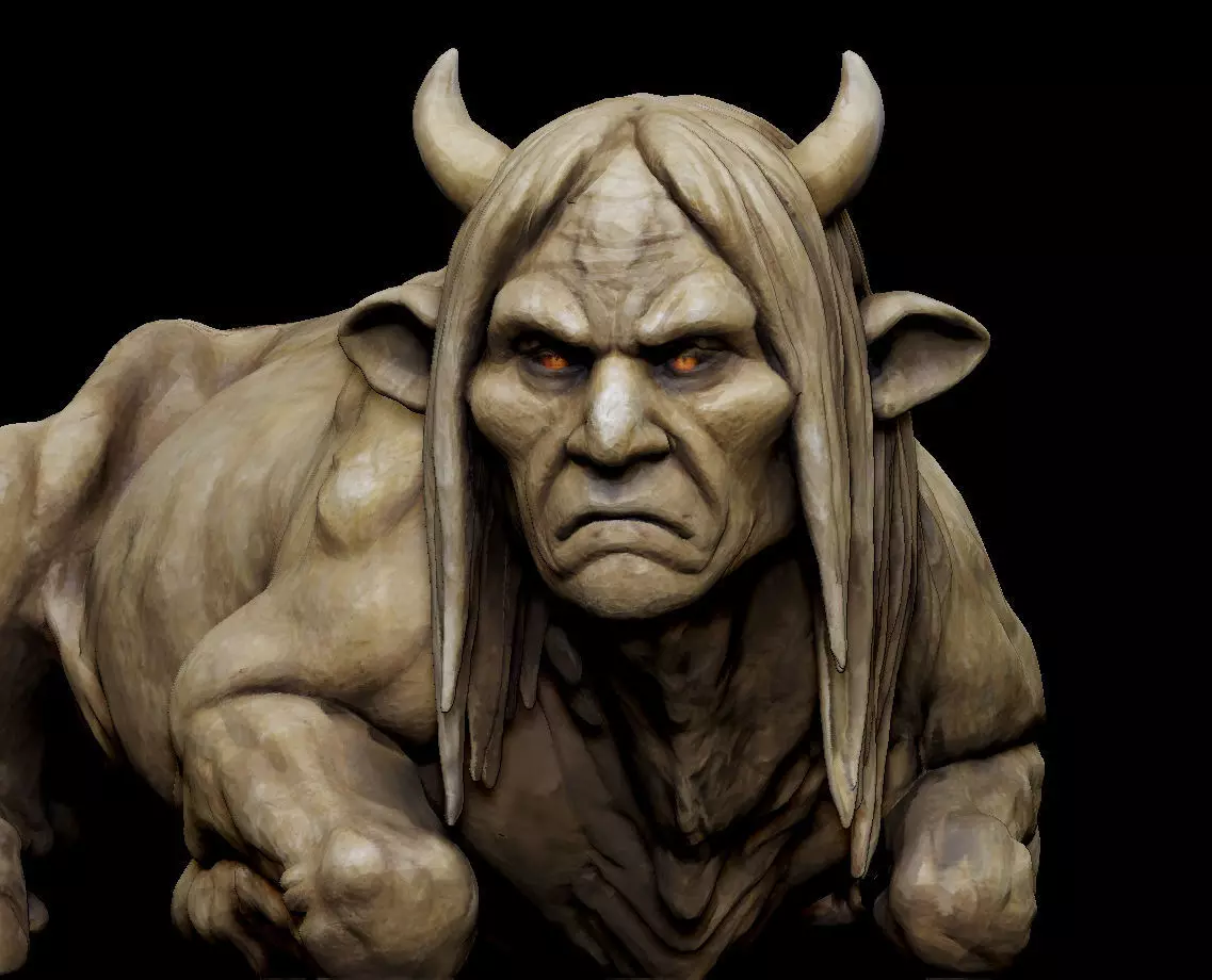 Japanese Folklore Yokai Kudan Statue Human Faced Cow 3D print model_6