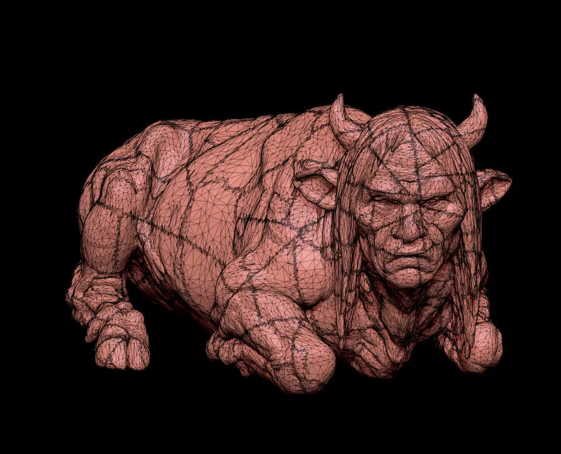Japanese Folklore Yokai Kudan Statue Human Faced Cow 3D print model_7