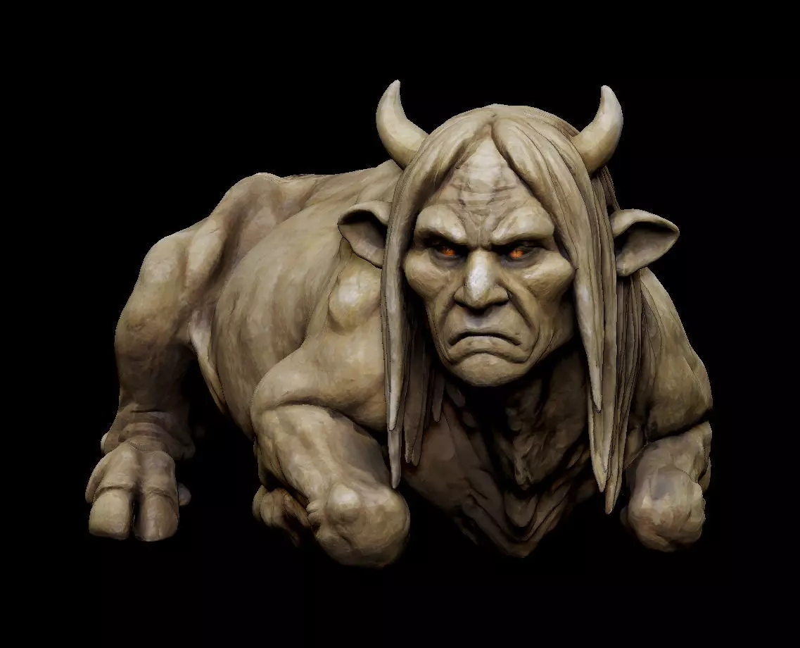 Japanese Folklore Yokai Kudan Statue Human Faced Cow 3D print model_2