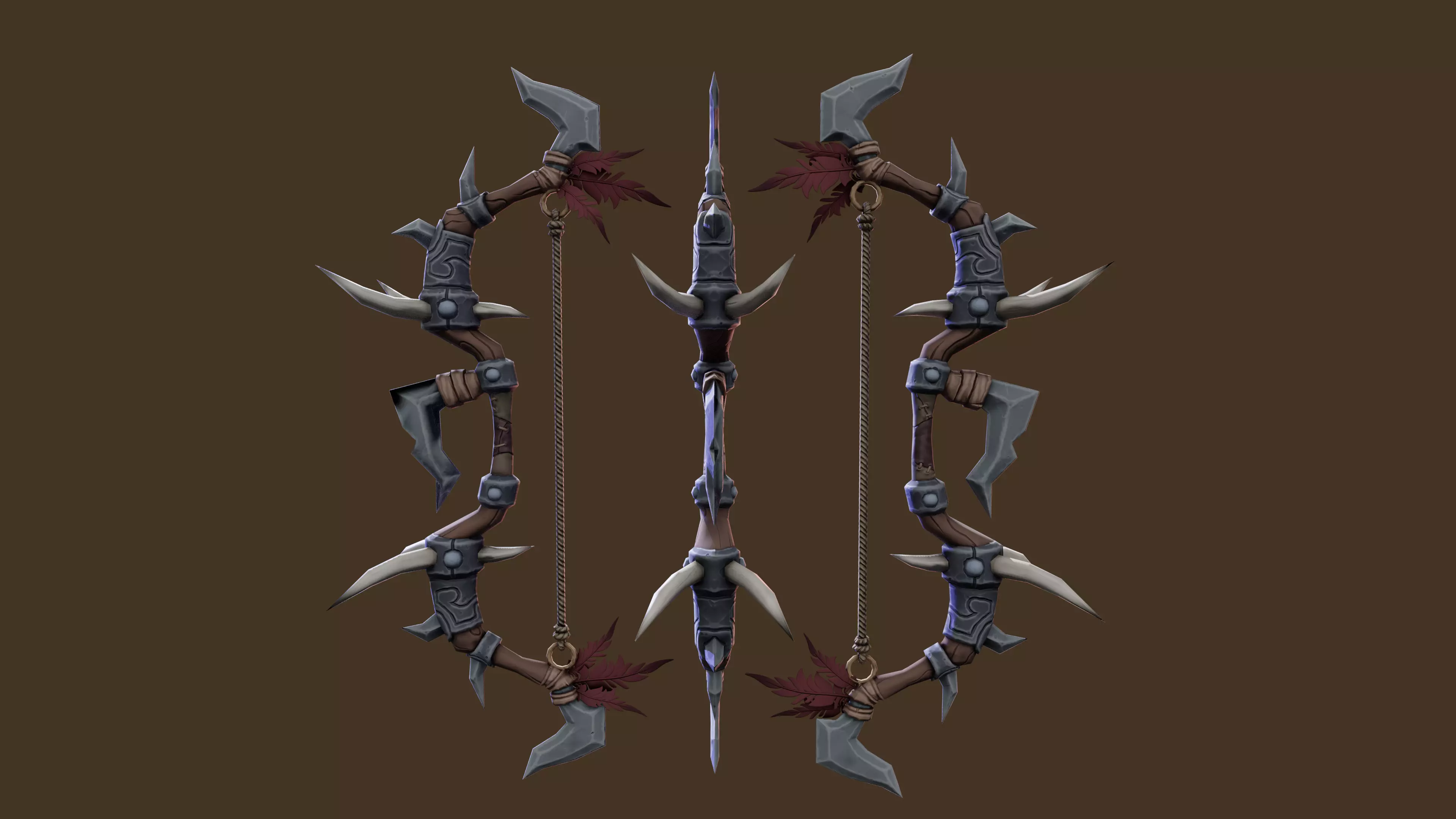 Fantasy Bow Game Ready Low Poly Asset Low-poly 3D model_0