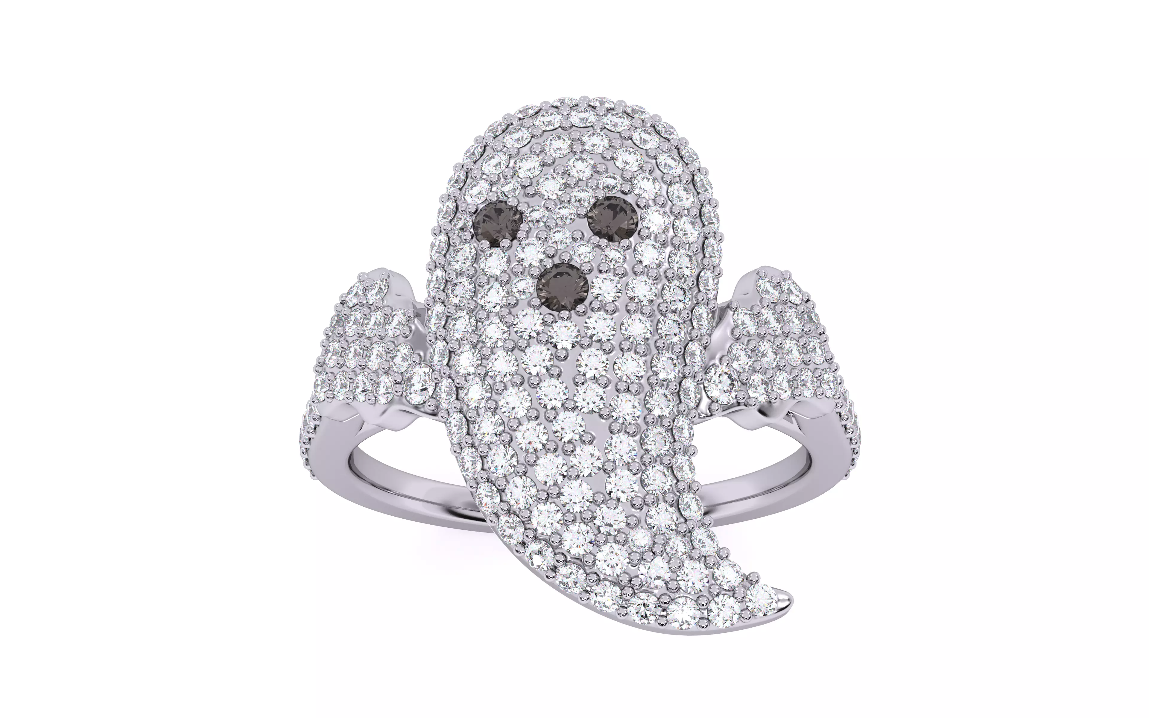 Halloween Ghost Spooky Ring 3dm stl renders details 3D print model_7