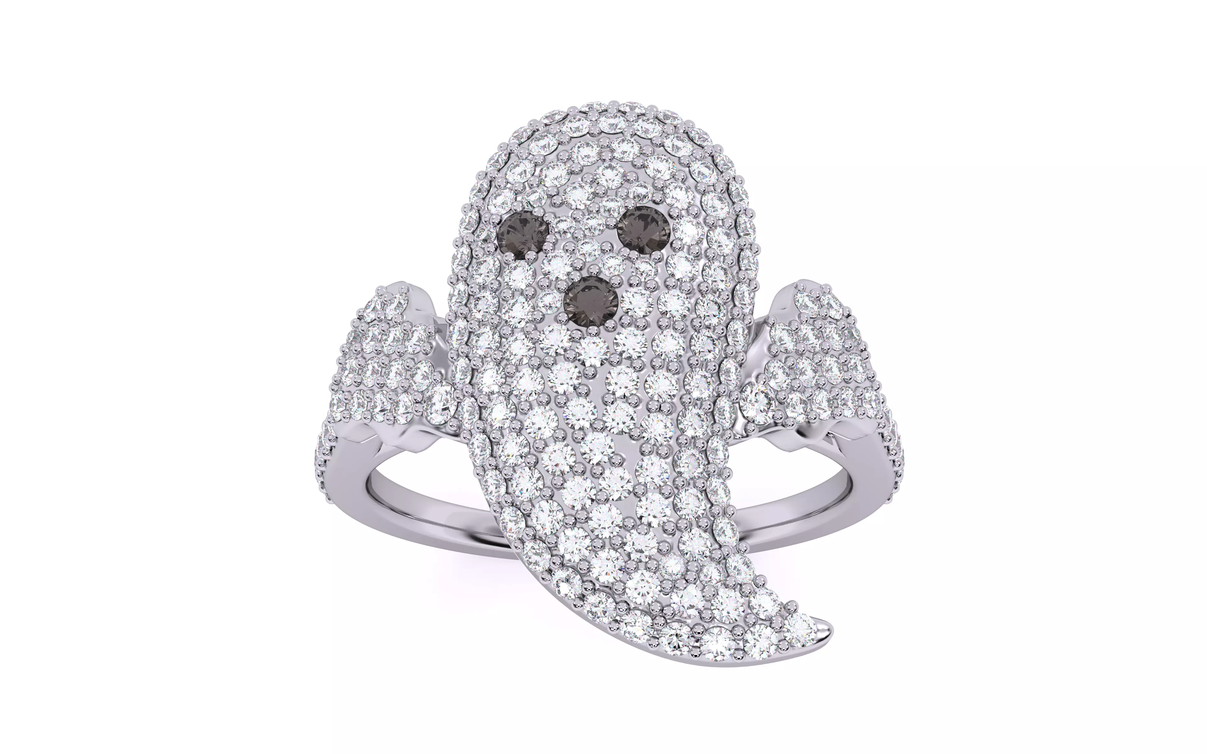 Halloween Ghost Spooky Ring 3dm stl renders details 3D print model_6