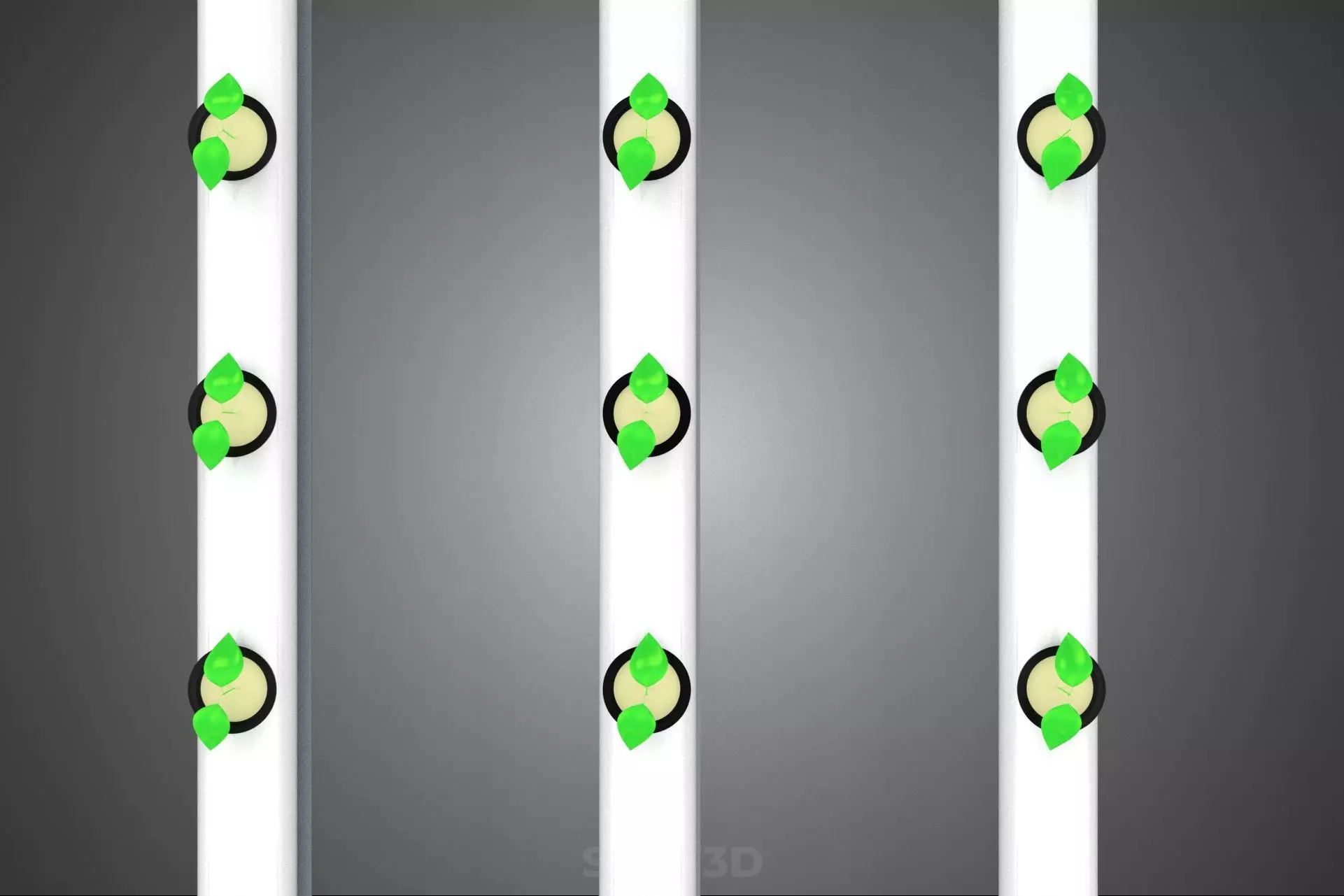 HYDROPONIC FARM SETUP SEEDLINGS GROW NET POTS PARALLEL NFT PIPES 3D model_15