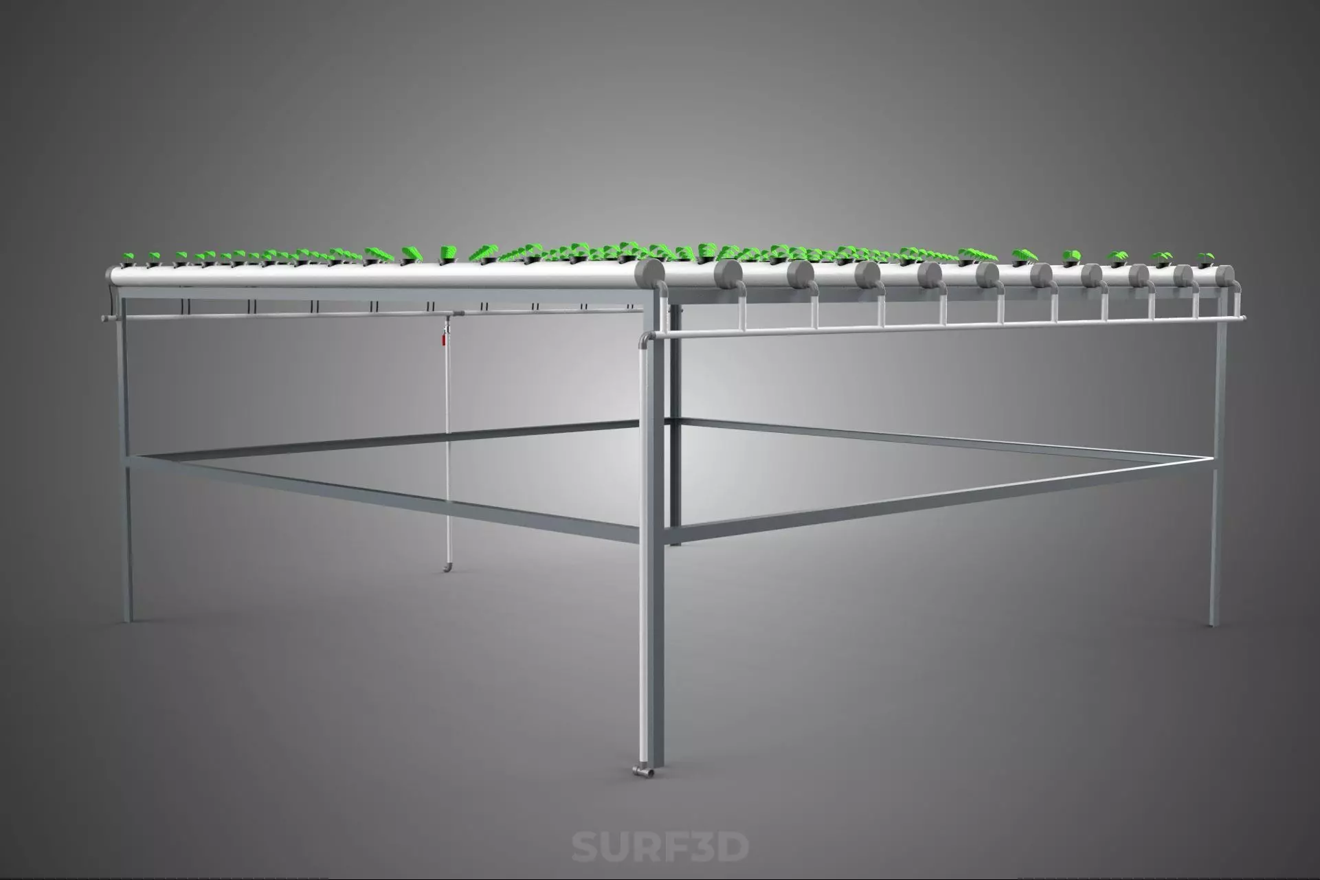 HYDROPONIC FARM SETUP SEEDLINGS GROW NET POTS PARALLEL NFT PIPES 3D model_6