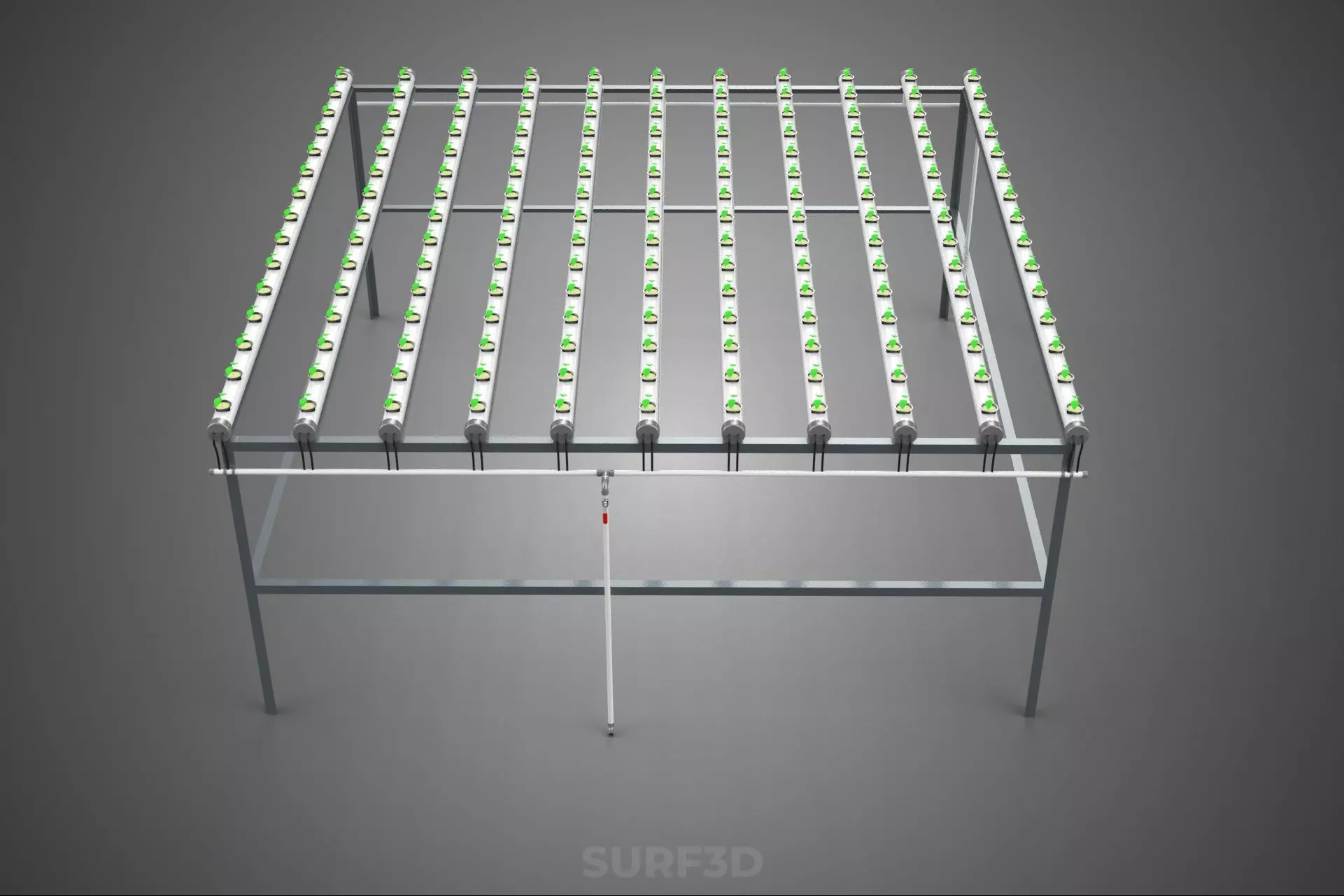 HYDROPONIC FARM SETUP SEEDLINGS GROW NET POTS PARALLEL NFT PIPES 3D model_24