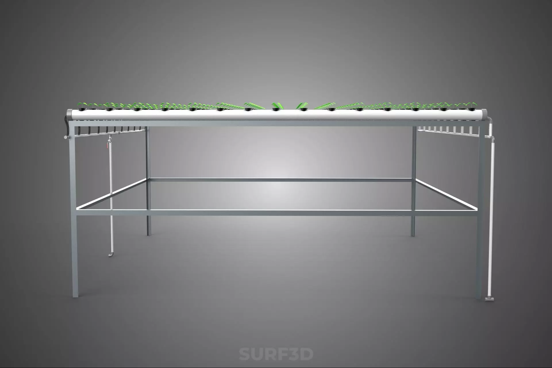 HYDROPONIC FARM SETUP SEEDLINGS GROW NET POTS PARALLEL NFT PIPES 3D model_5