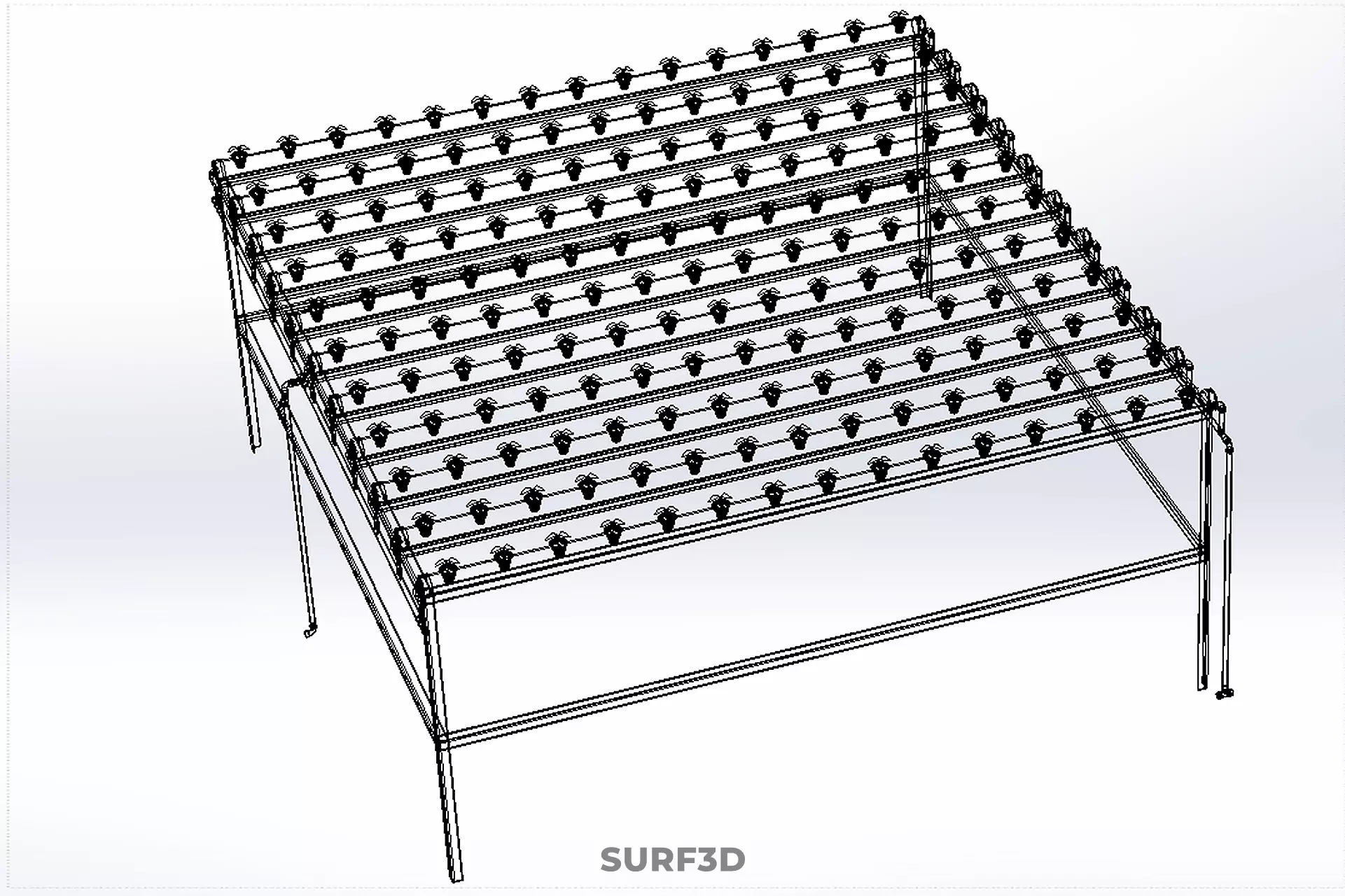 HYDROPONIC FARM SETUP SEEDLINGS GROW NET POTS PARALLEL NFT PIPES 3D model_31