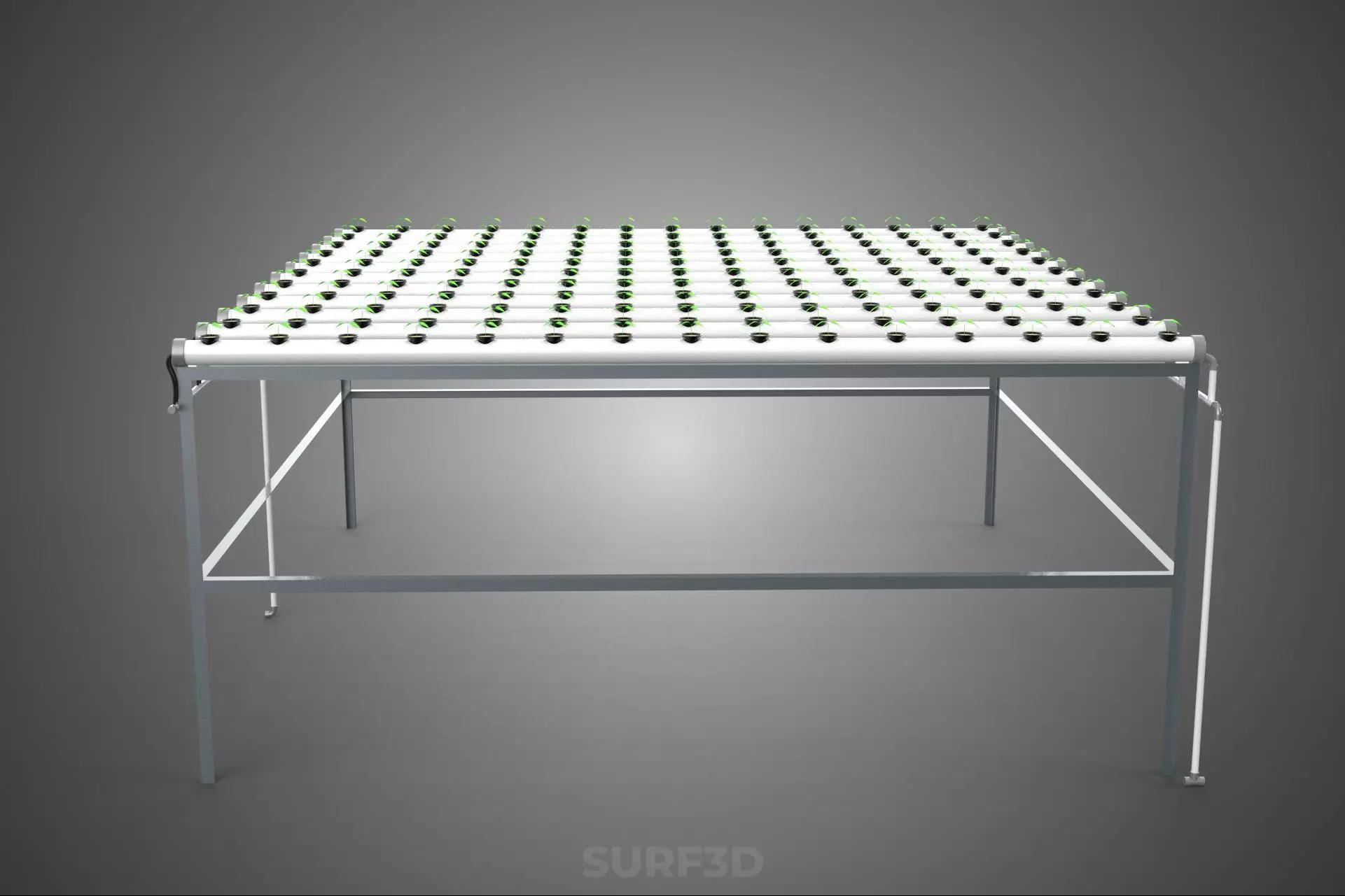 HYDROPONIC FARM SETUP SEEDLINGS GROW NET POTS PARALLEL NFT PIPES 3D model_16