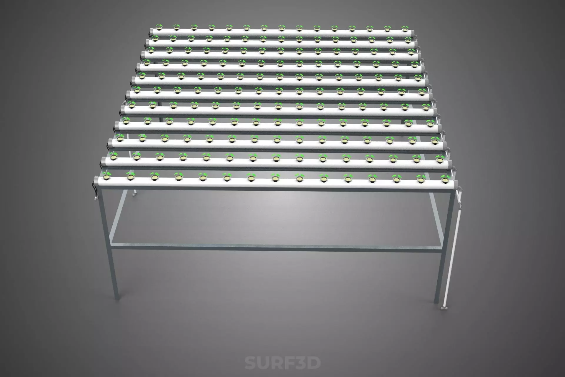 HYDROPONIC FARM SETUP SEEDLINGS GROW NET POTS PARALLEL NFT PIPES 3D model_4