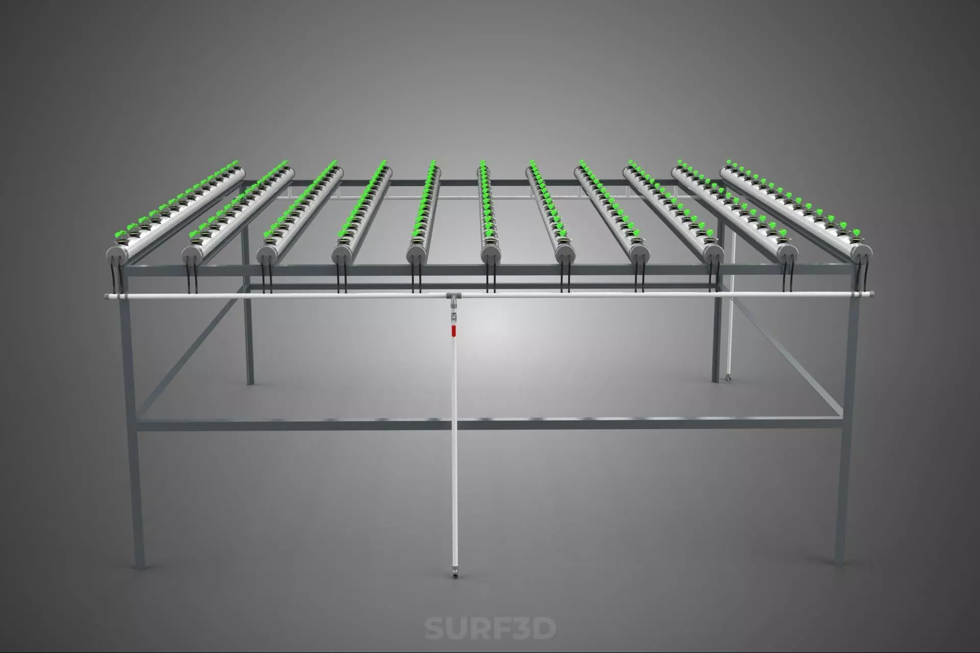 HYDROPONIC FARM SETUP SEEDLINGS GROW NET POTS PARALLEL NFT PIPES 3D model_27