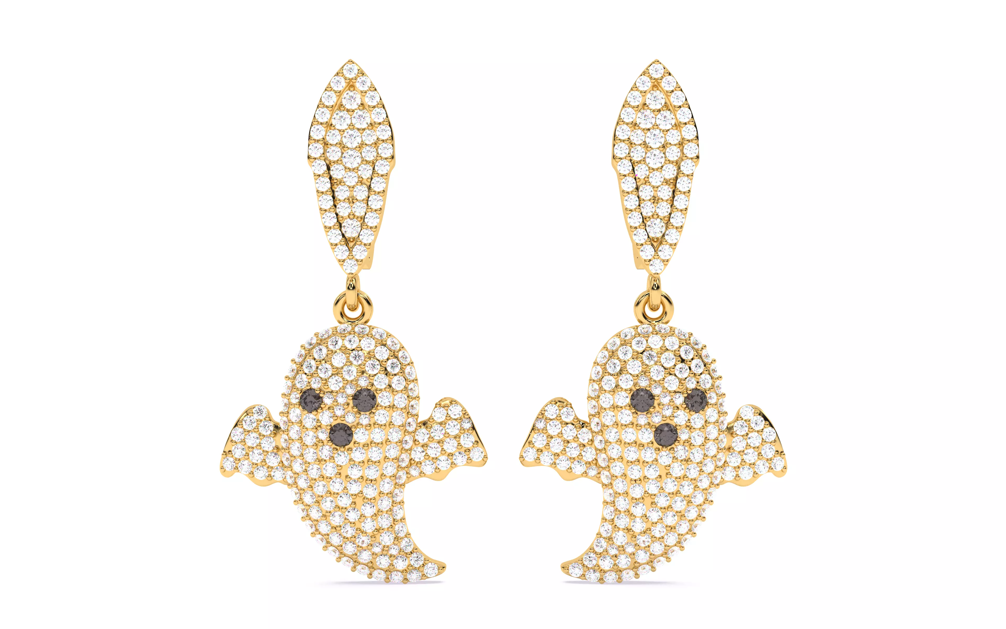 Halloween Ghost Spooky Earrings 3dm stl renders details 3D print model_29