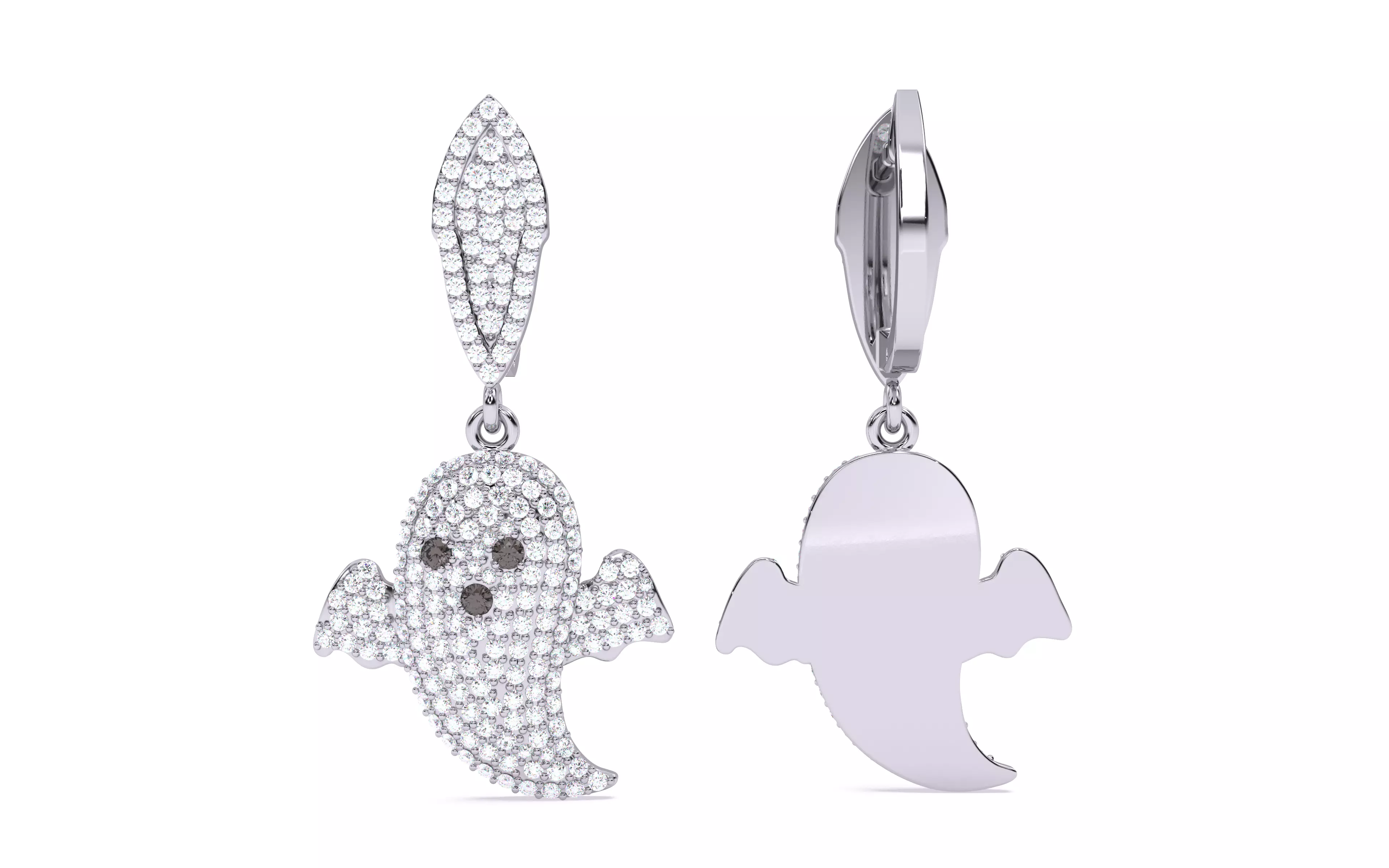 Halloween Ghost Spooky Earrings 3dm stl renders details 3D print model_25