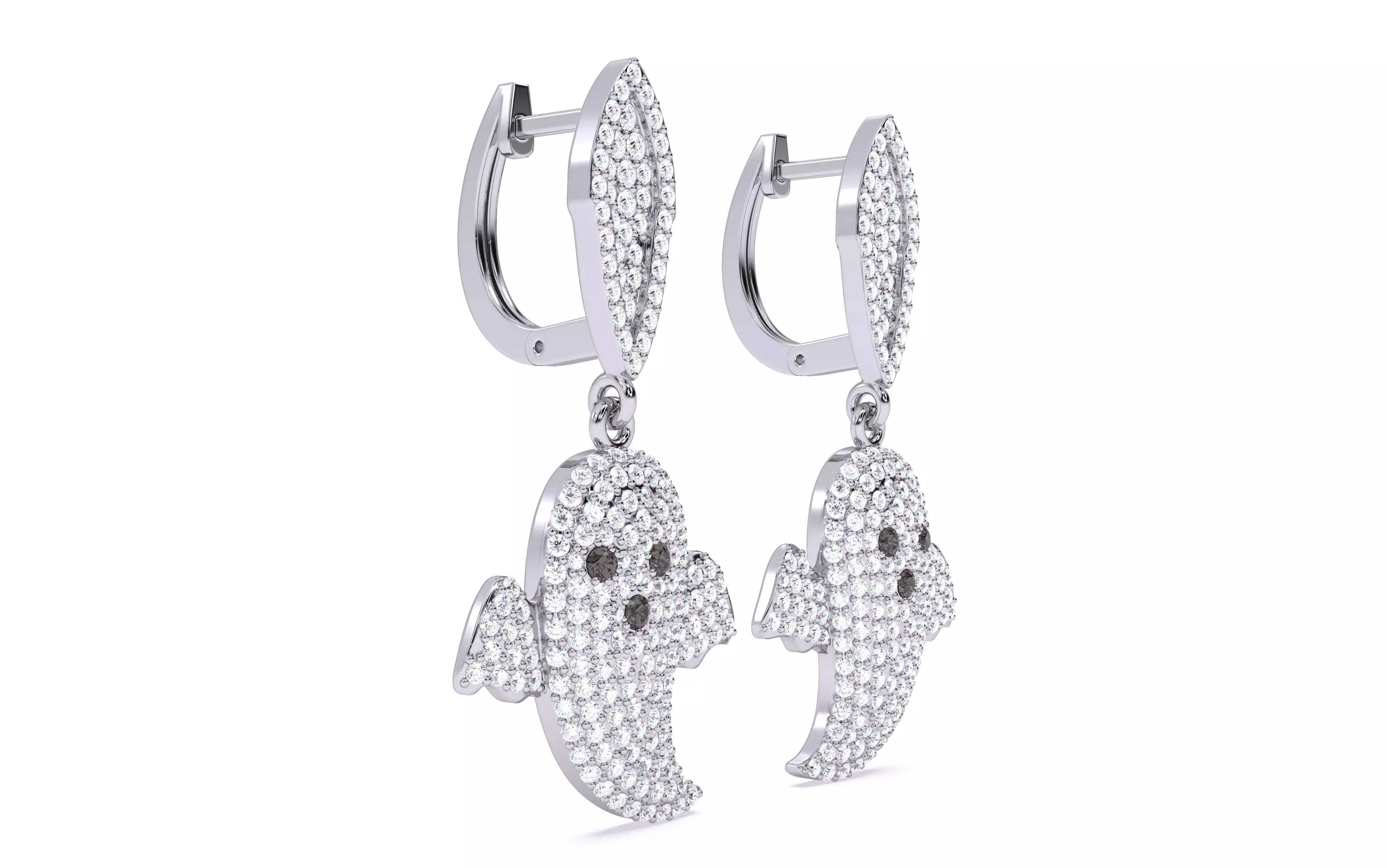 Halloween Ghost Spooky Earrings 3dm stl renders details 3D print model_7