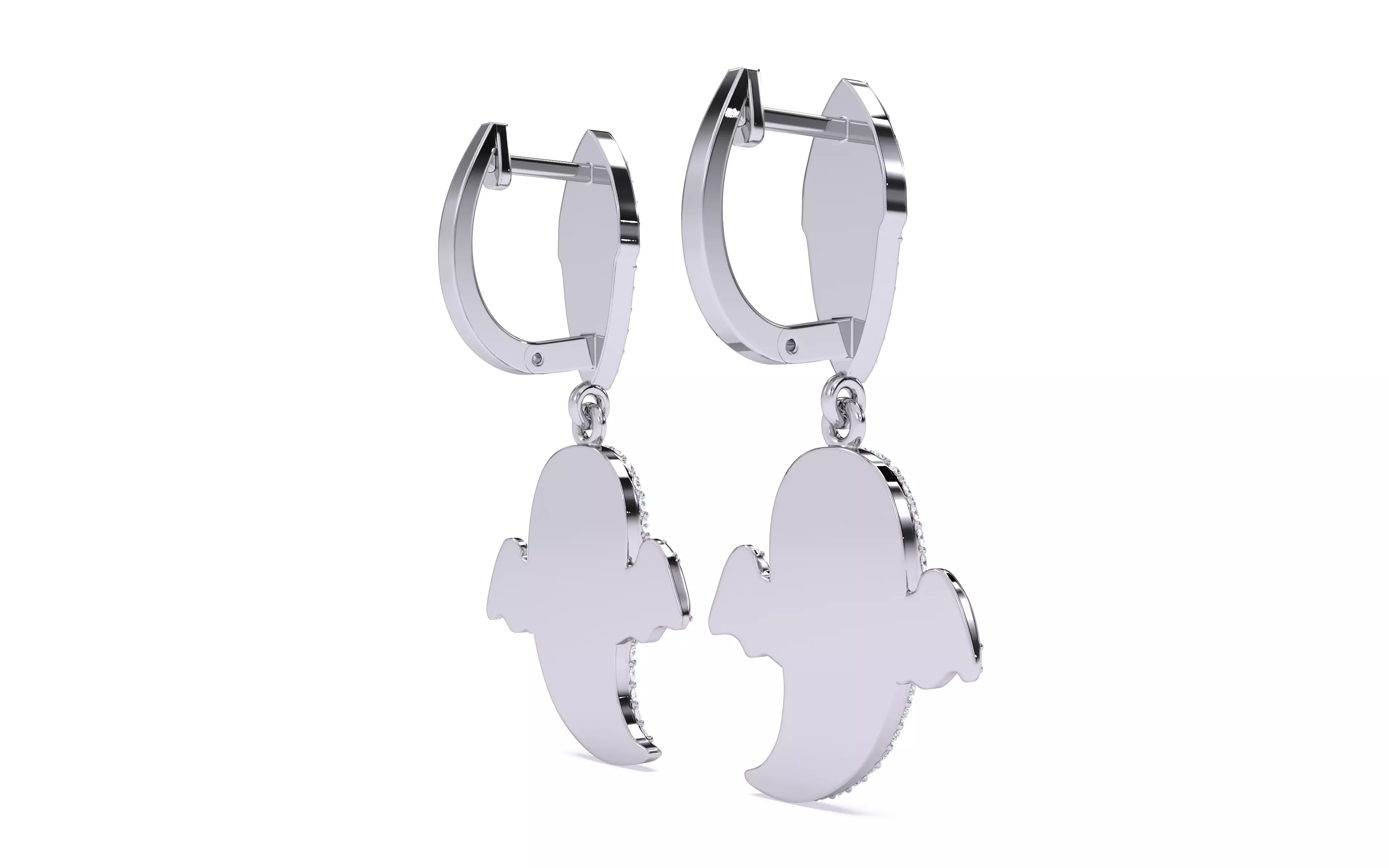 Halloween Ghost Spooky Earrings 3dm stl renders details 3D print model_21