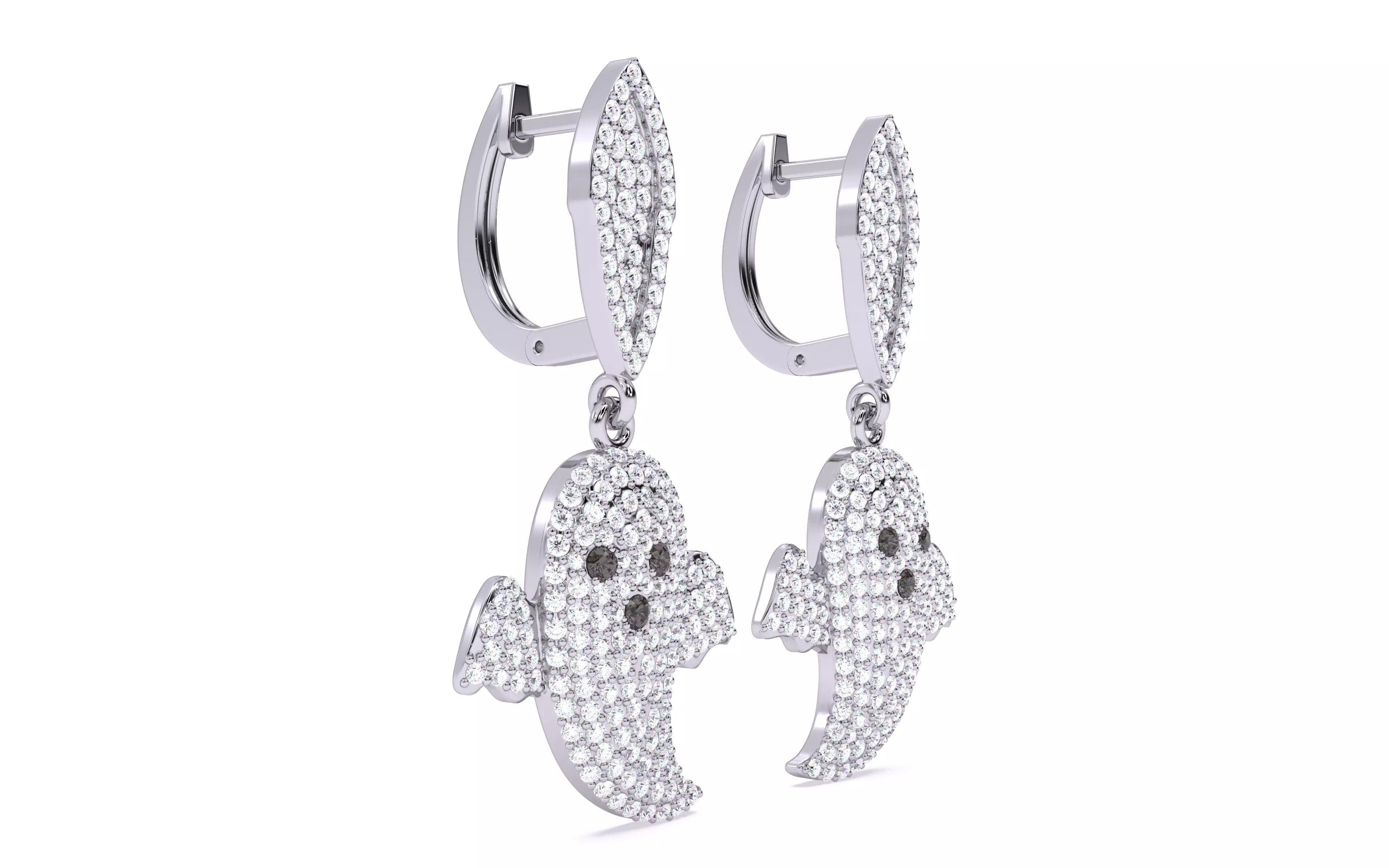 Halloween Ghost Spooky Earrings 3dm stl renders details 3D print model_8