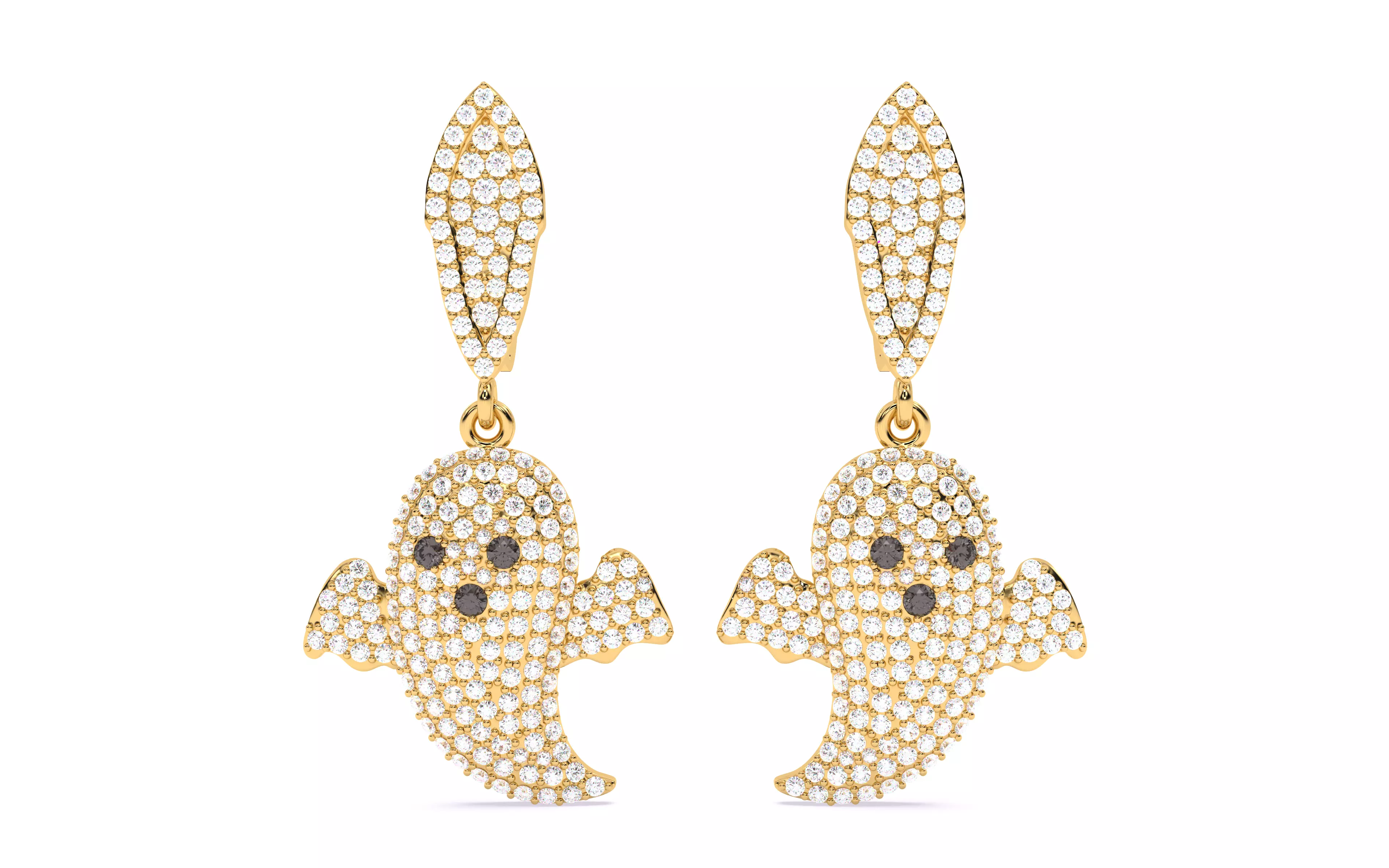 Halloween Ghost Spooky Earrings 3dm stl renders details 3D print model_28