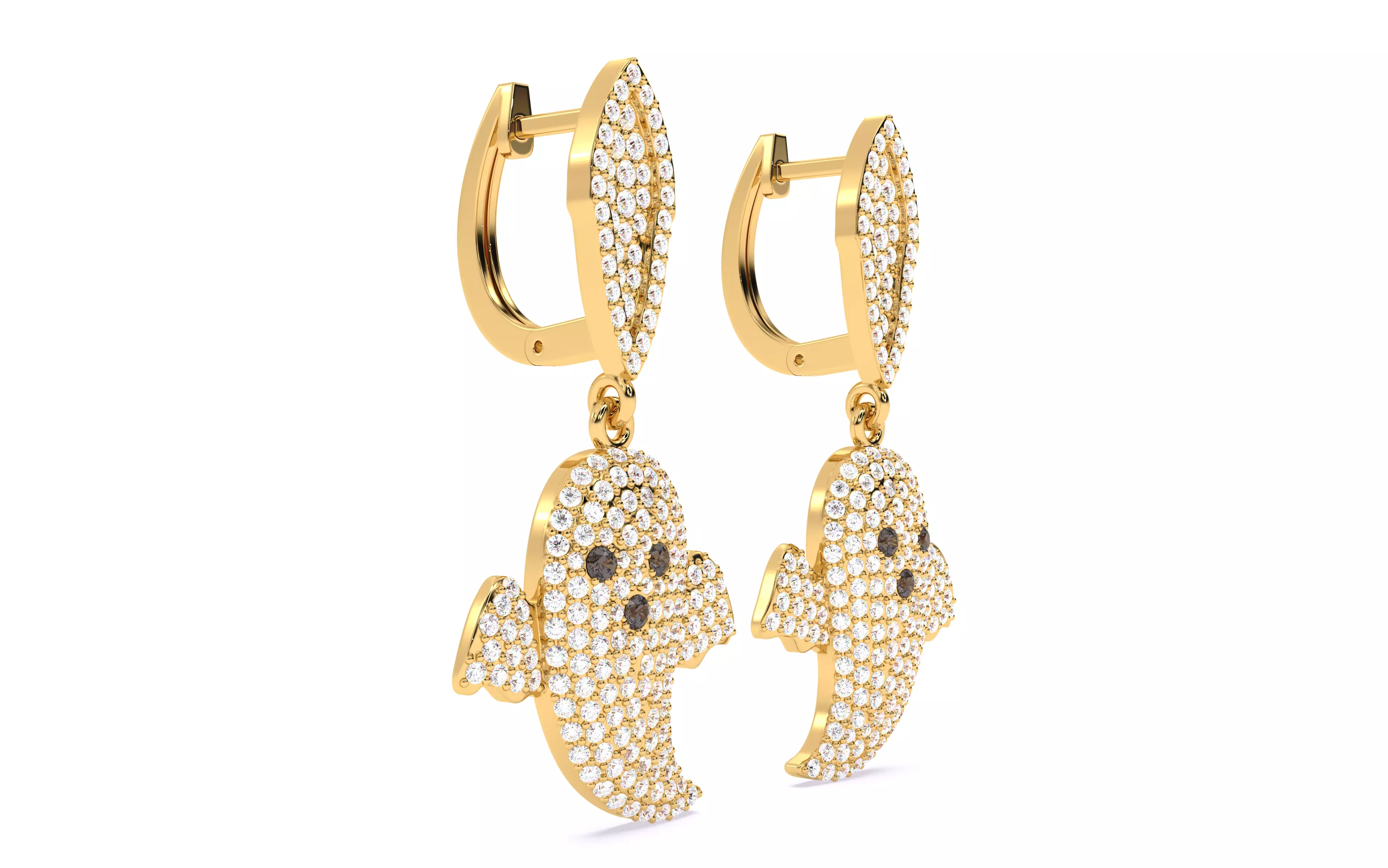 Halloween Ghost Spooky Earrings 3dm stl renders details 3D print model_9