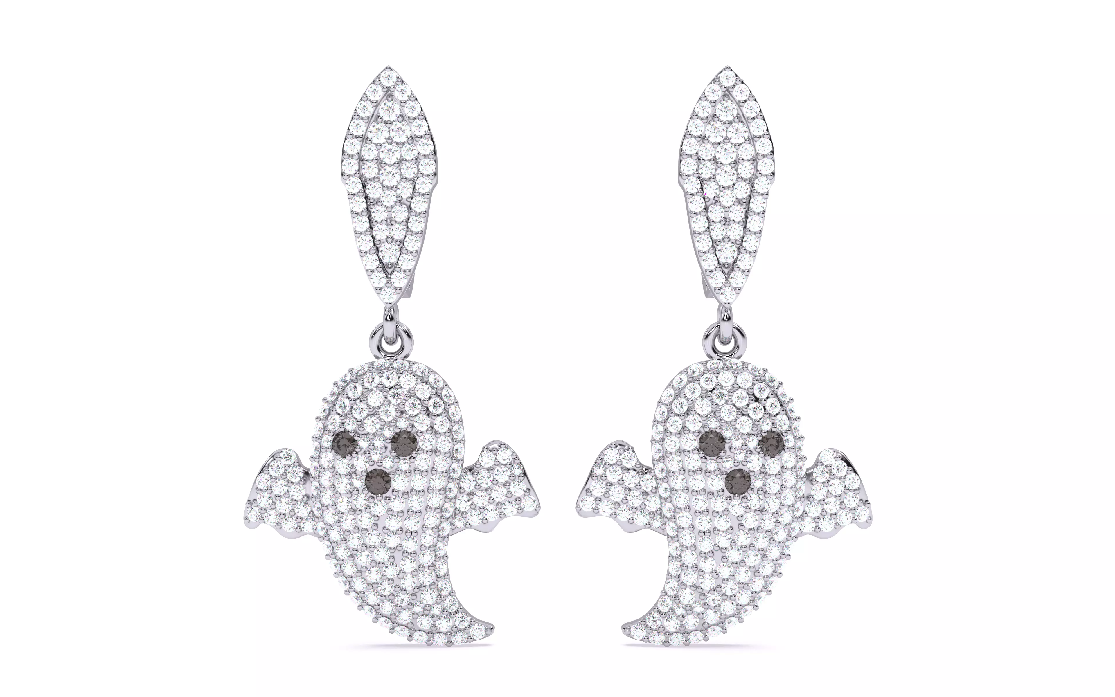 Halloween Ghost Spooky Earrings 3dm stl renders details 3D print model_30