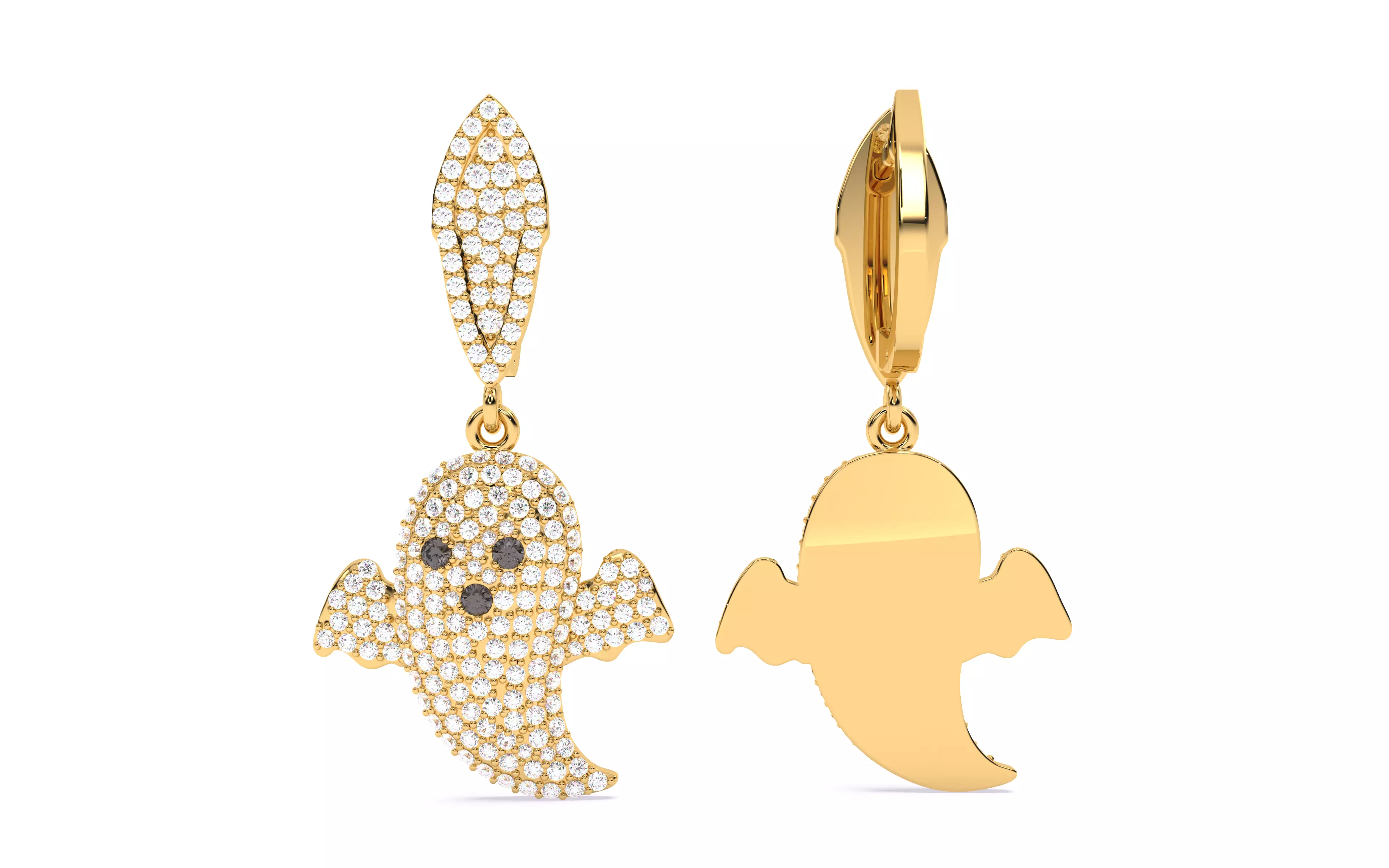 Halloween Ghost Spooky Earrings 3dm stl renders details 3D print model_26