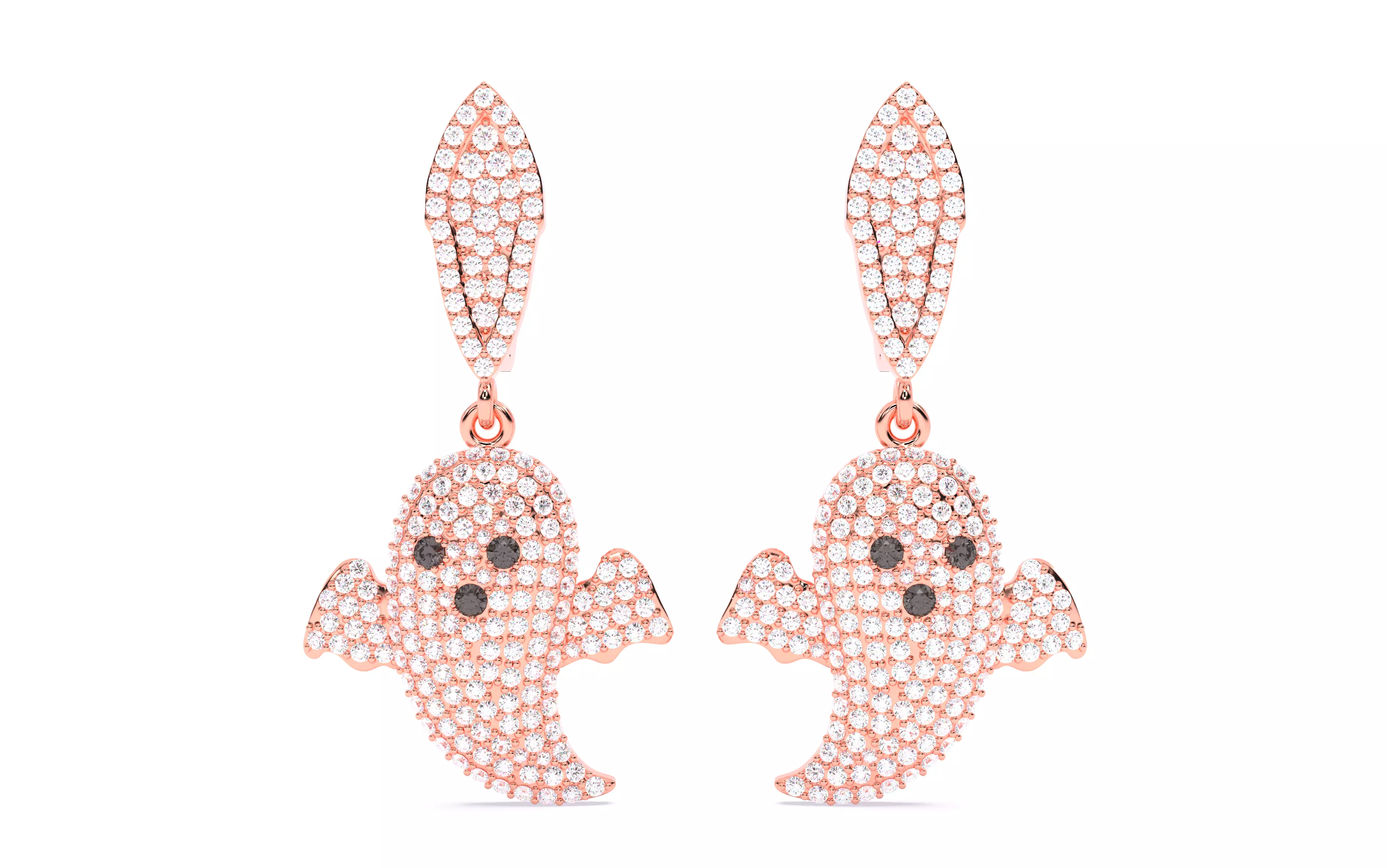 Halloween Ghost Spooky Earrings 3dm stl renders details 3D print model_4