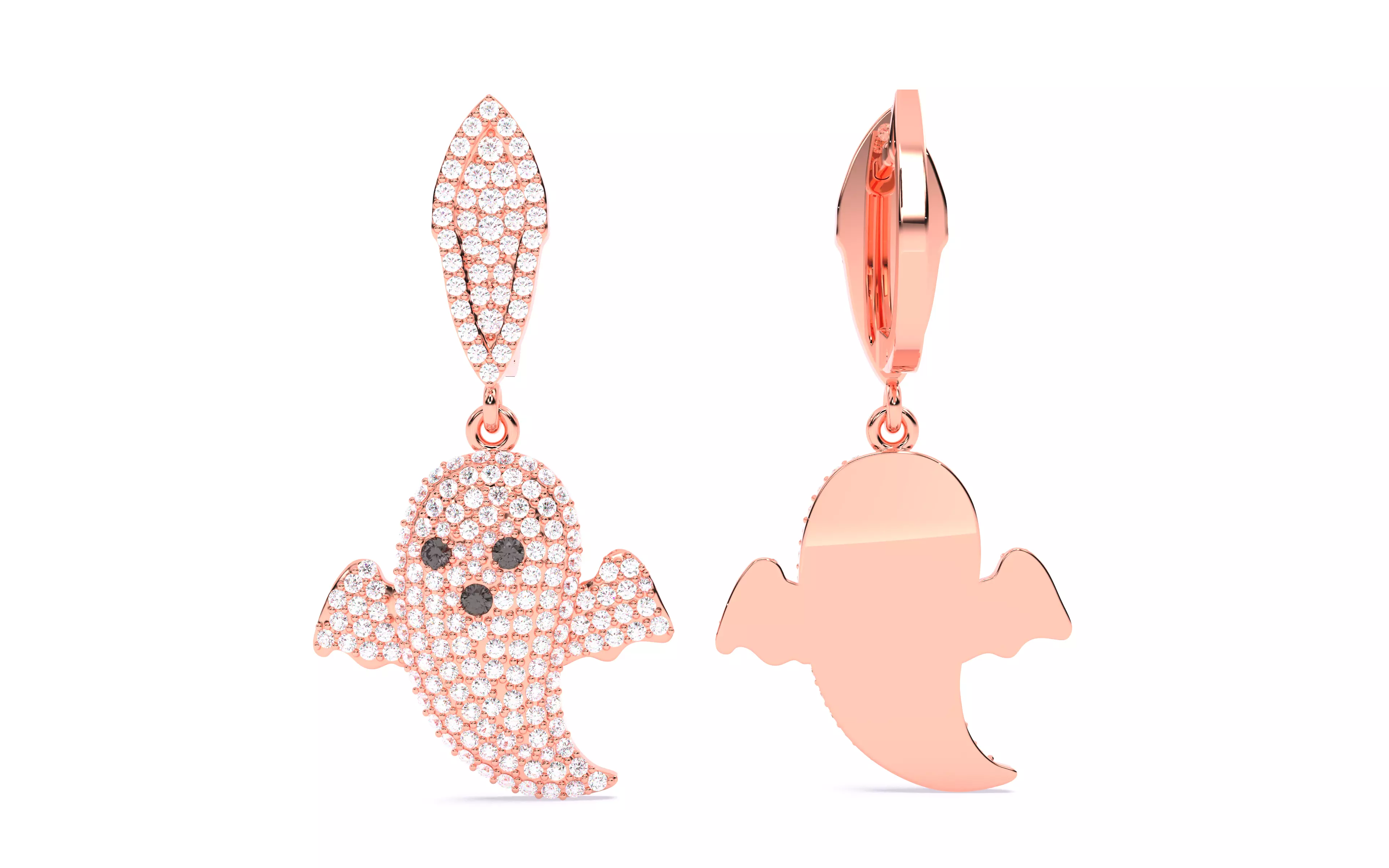 Halloween Ghost Spooky Earrings 3dm stl renders details 3D print model_1
