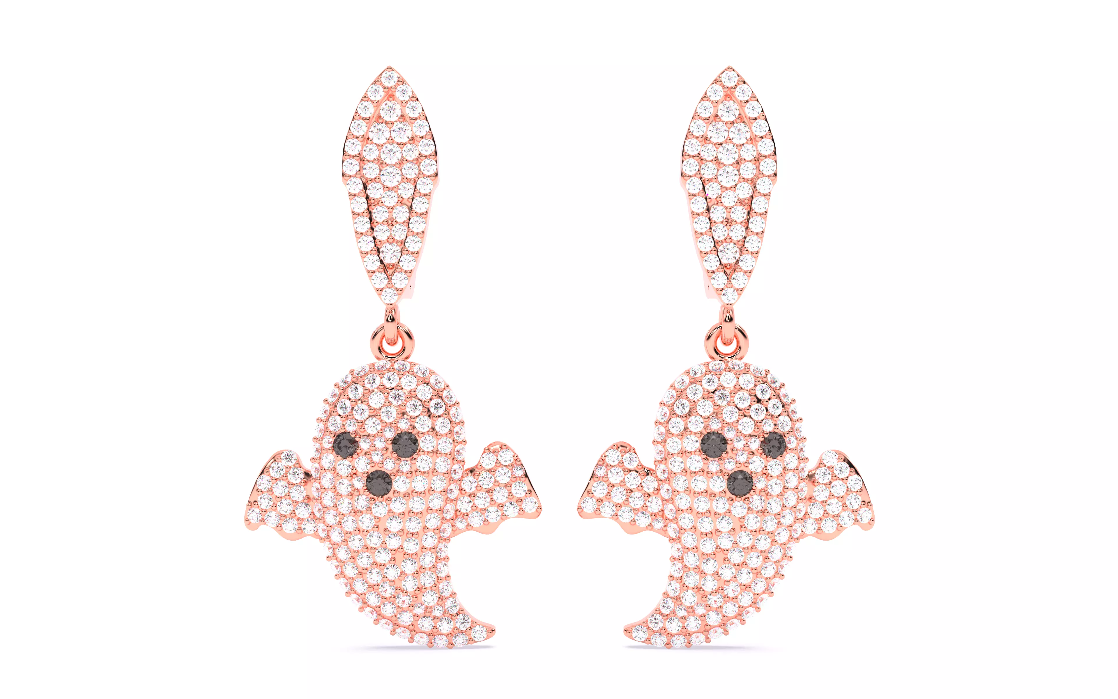 Halloween Ghost Spooky Earrings 3dm stl renders details 3D print model_0