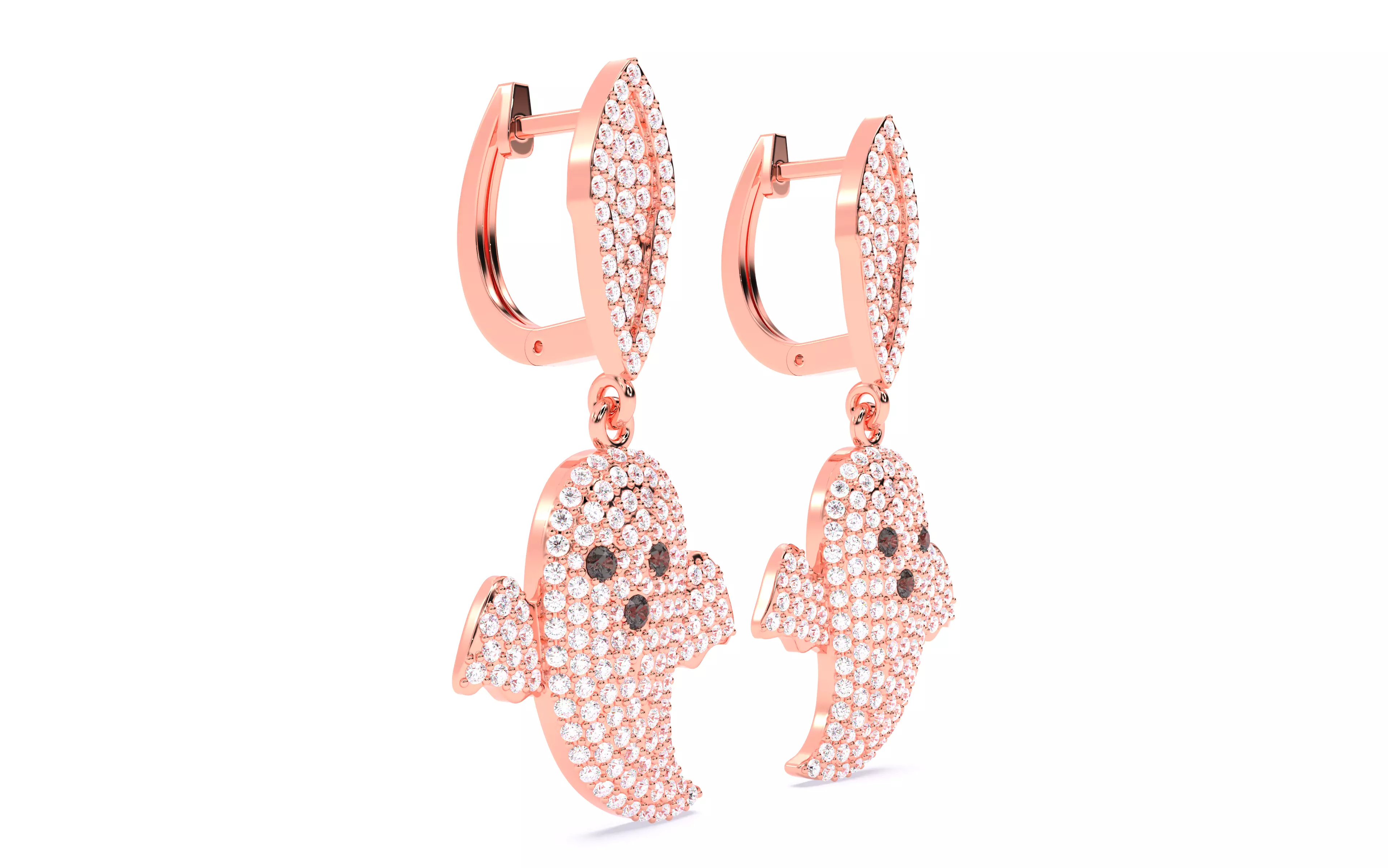 Halloween Ghost Spooky Earrings 3dm stl renders details 3D print model_5