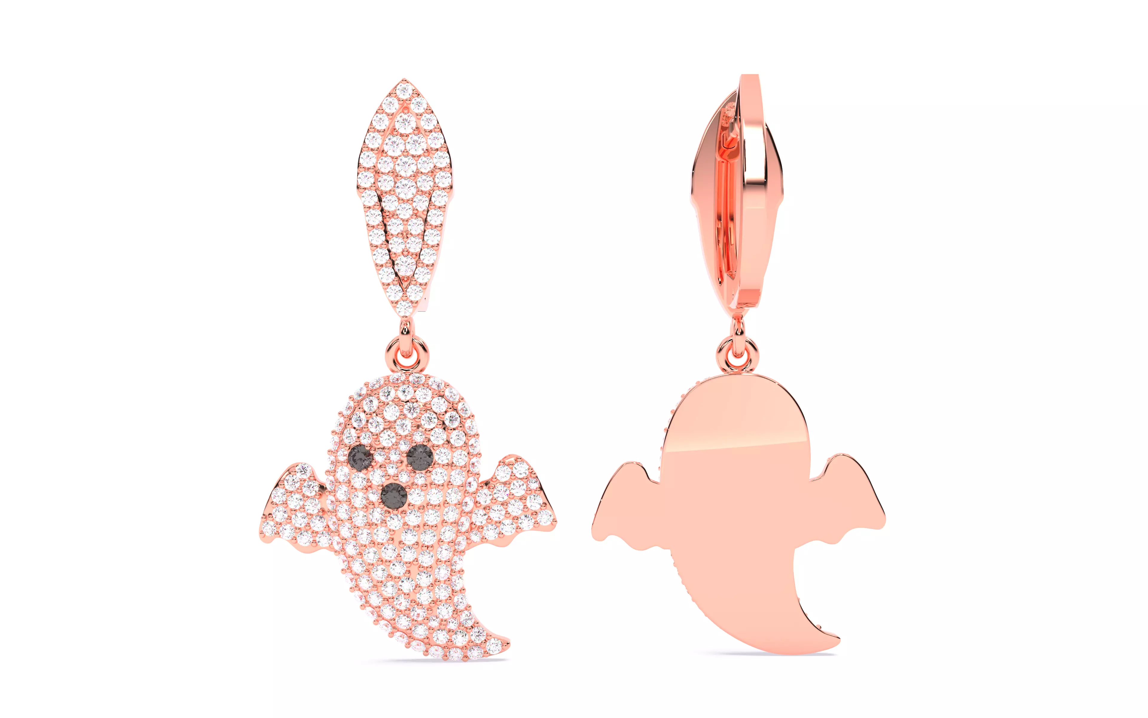 Halloween Ghost Spooky Earrings 3dm stl renders details 3D print model_12