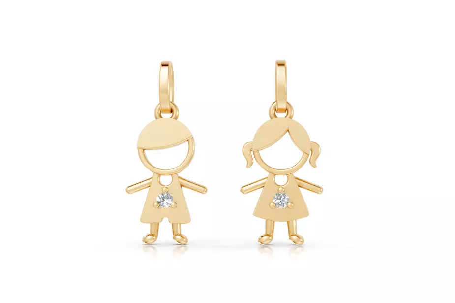 Boy and Girl Pendant 3D Model for Jewelry Printing 3D print model