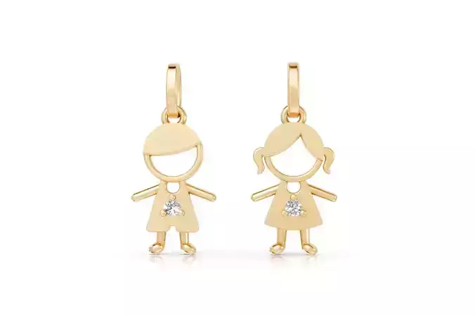 Boy and Girl Pendant 3D Model for Jewelry Printing