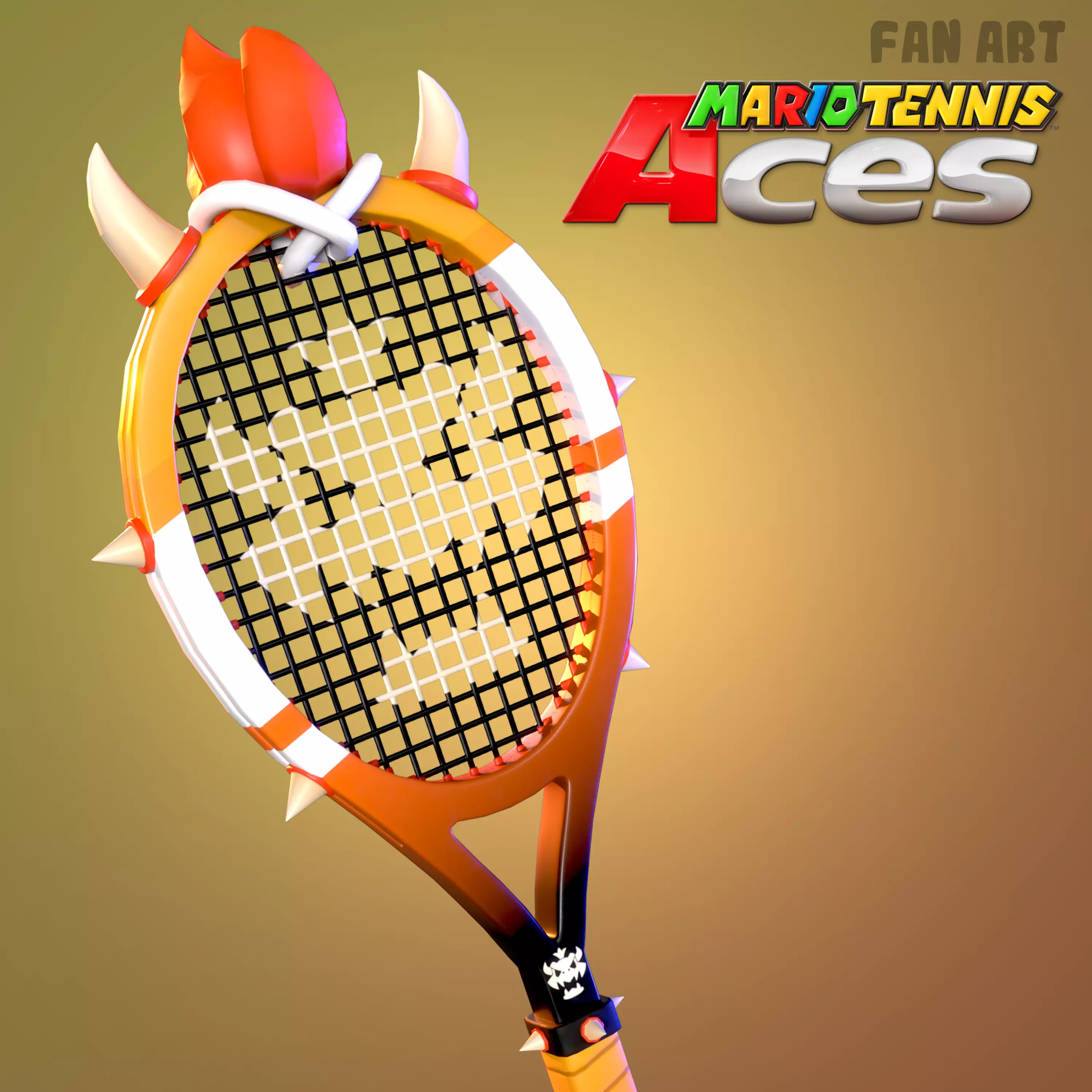 Stylized Tennis Racket Low Poly Textured Low-poly 3D model_0