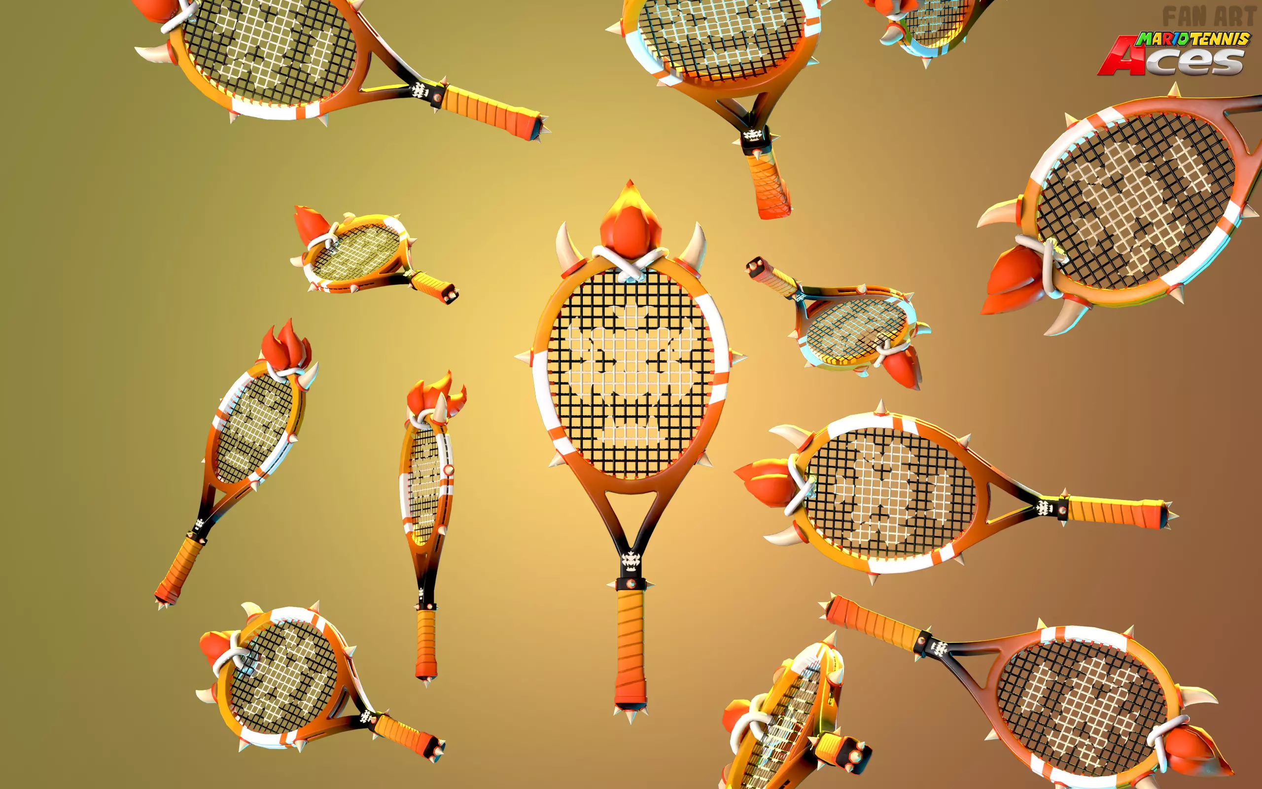 Stylized Tennis Racket Low Poly Textured Low-poly 3D model_4