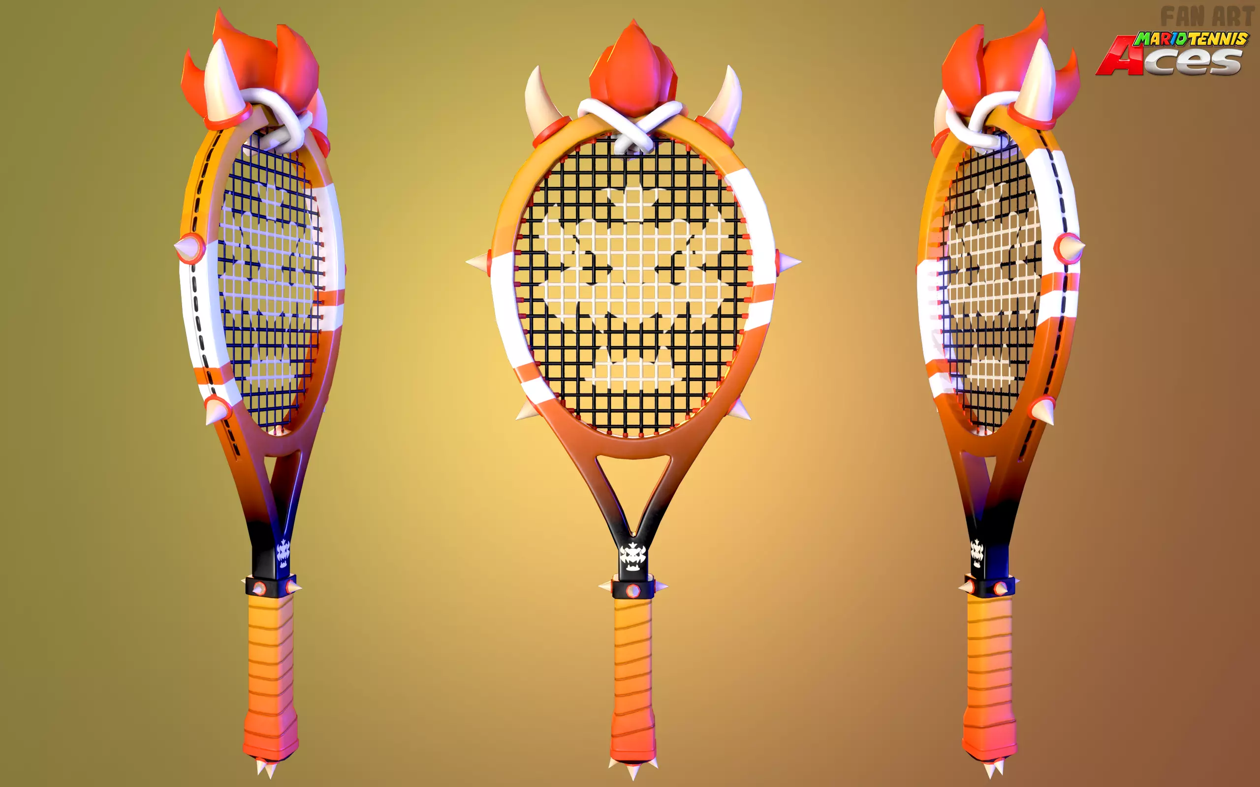 Stylized Tennis Racket Low Poly Textured Low-poly 3D model_2