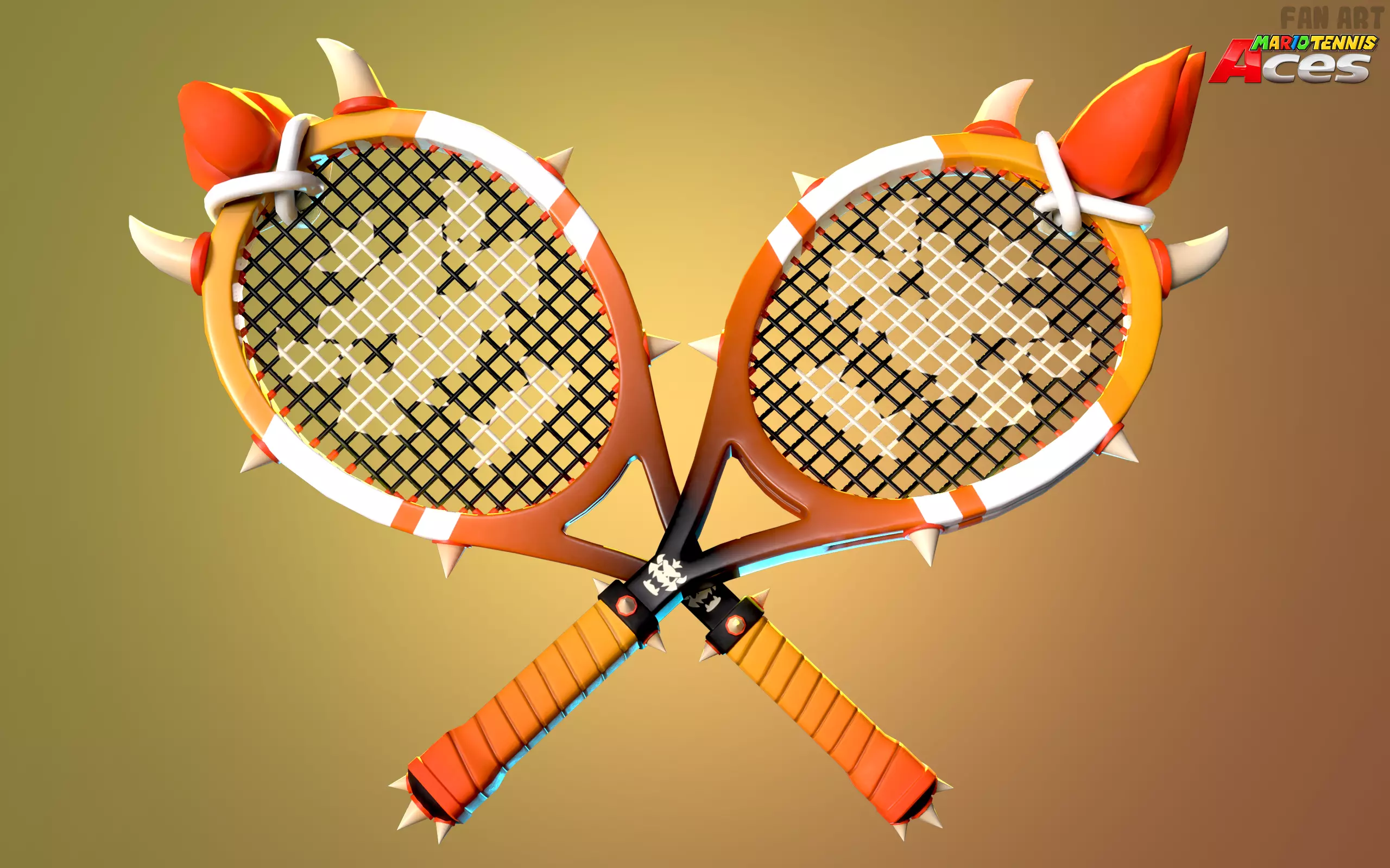 Stylized Tennis Racket Low Poly Textured Low-poly 3D model_3
