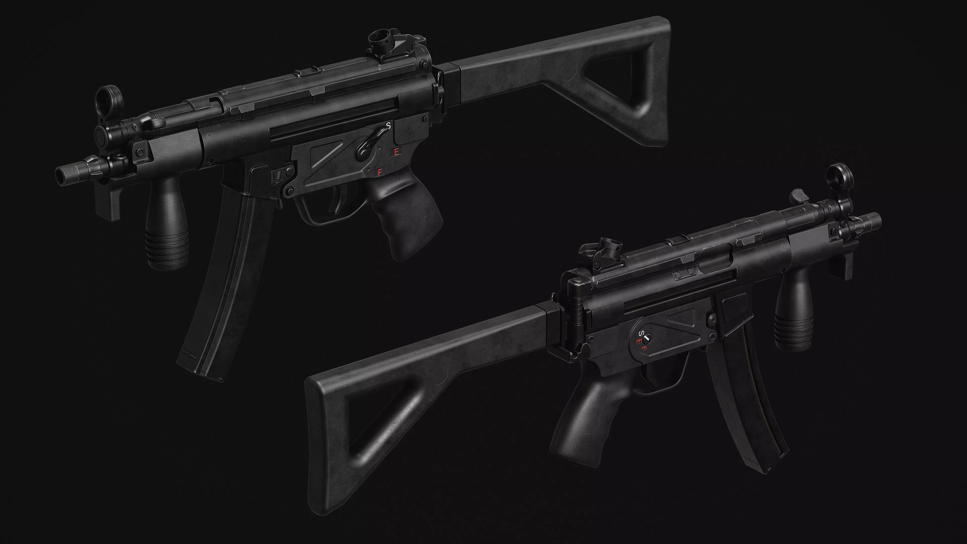MP5 SMG Low-poly 3D model_6