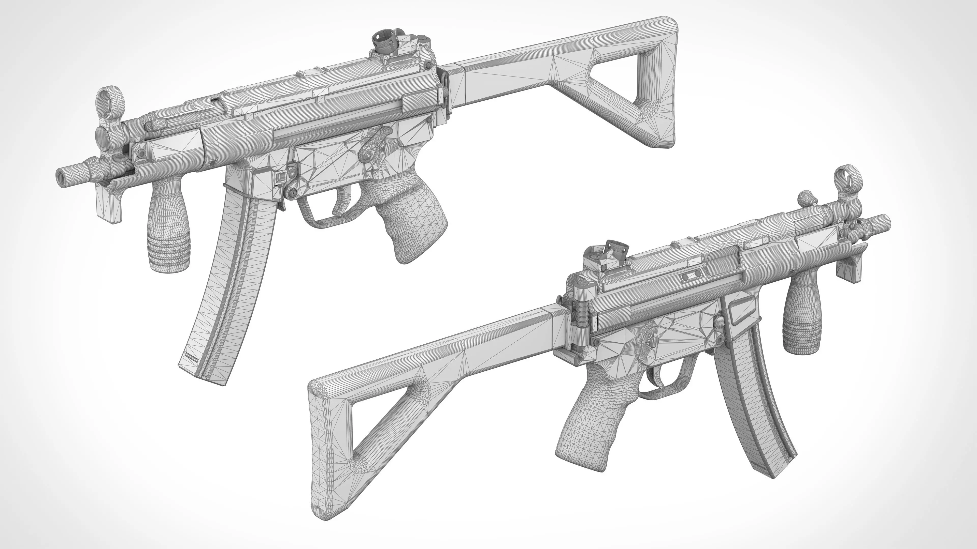 MP5 SMG Low-poly 3D model_16