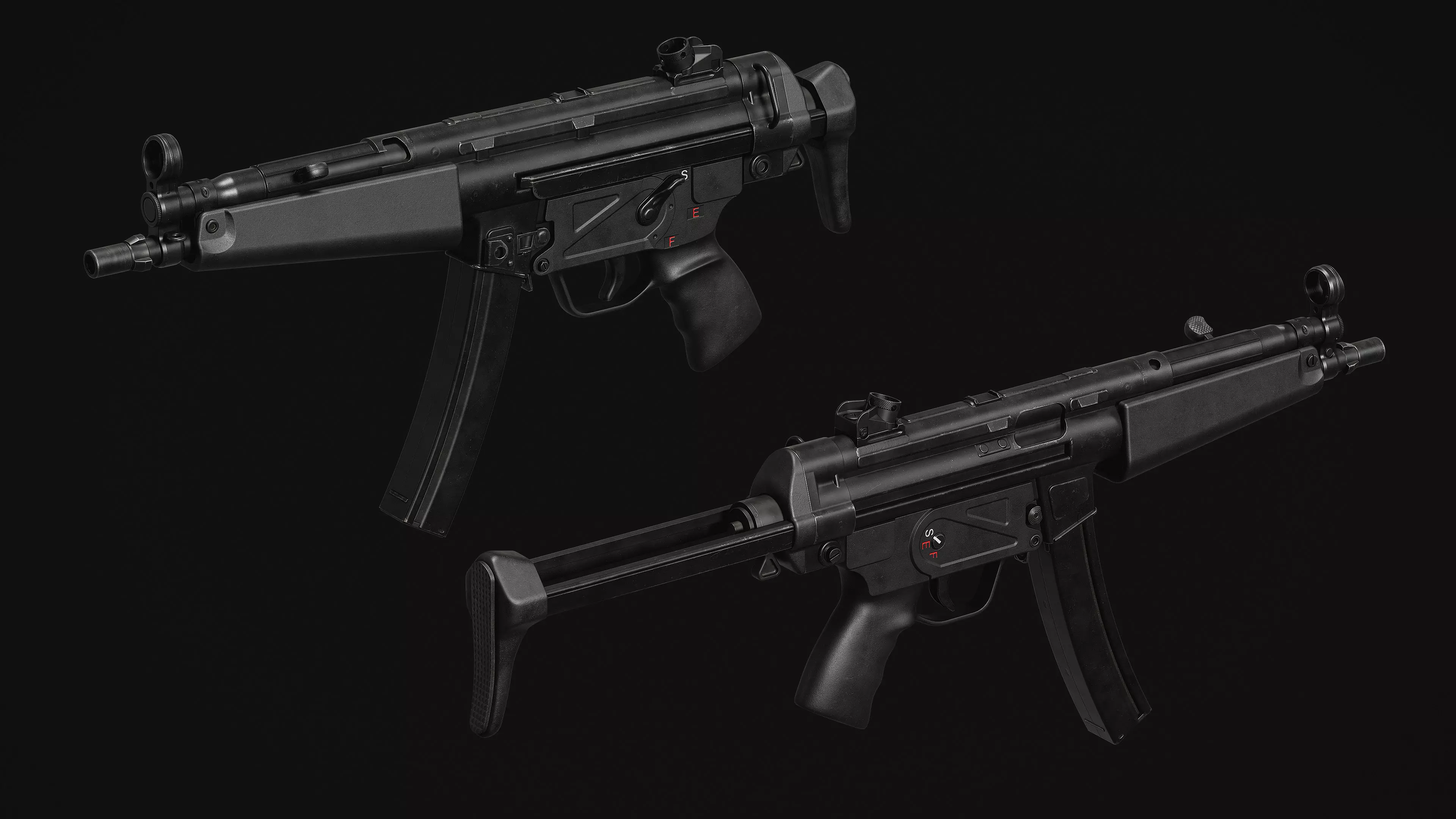 MP5 SMG Low-poly 3D model_8