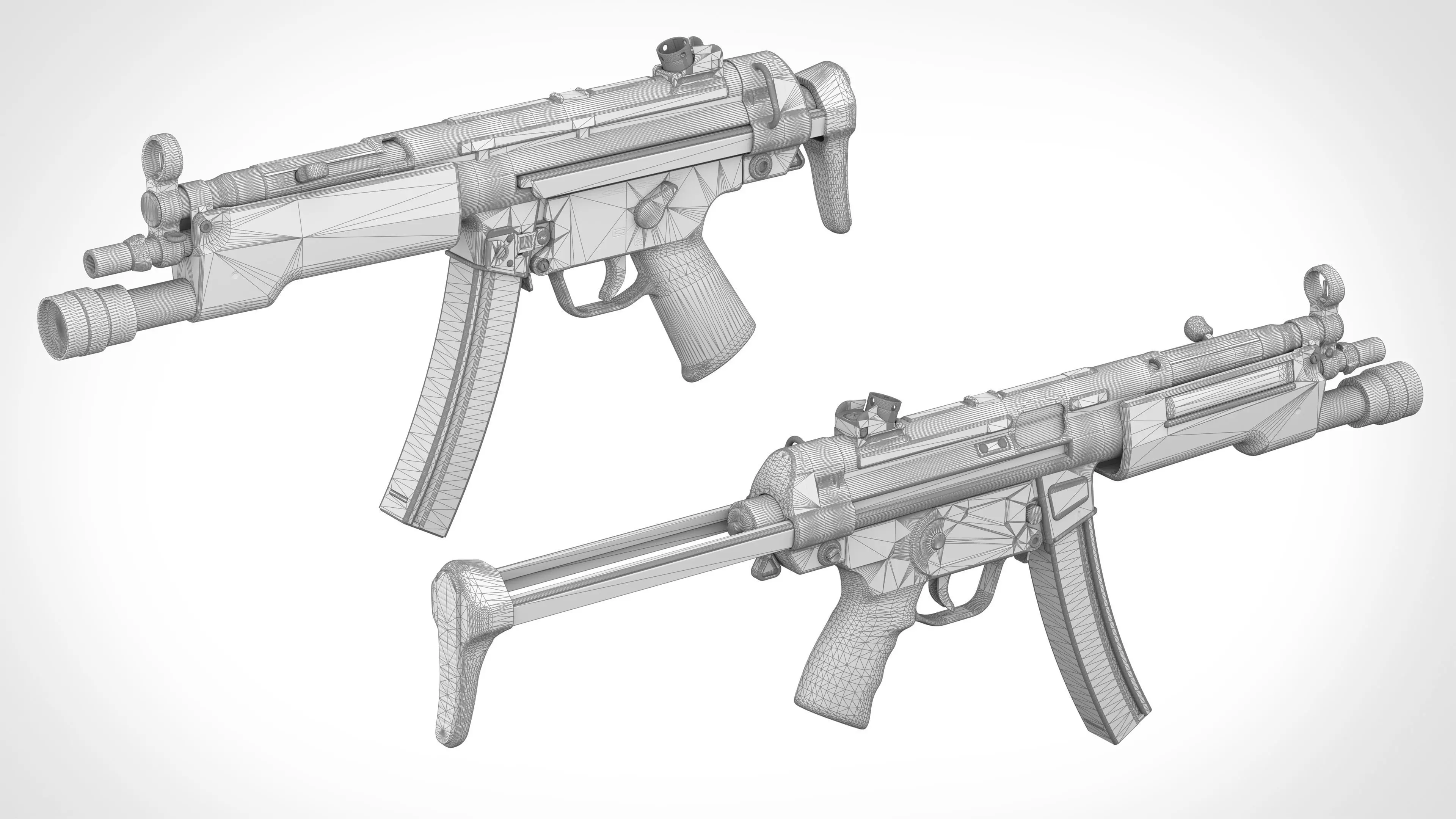 MP5 SMG Low-poly 3D model_15