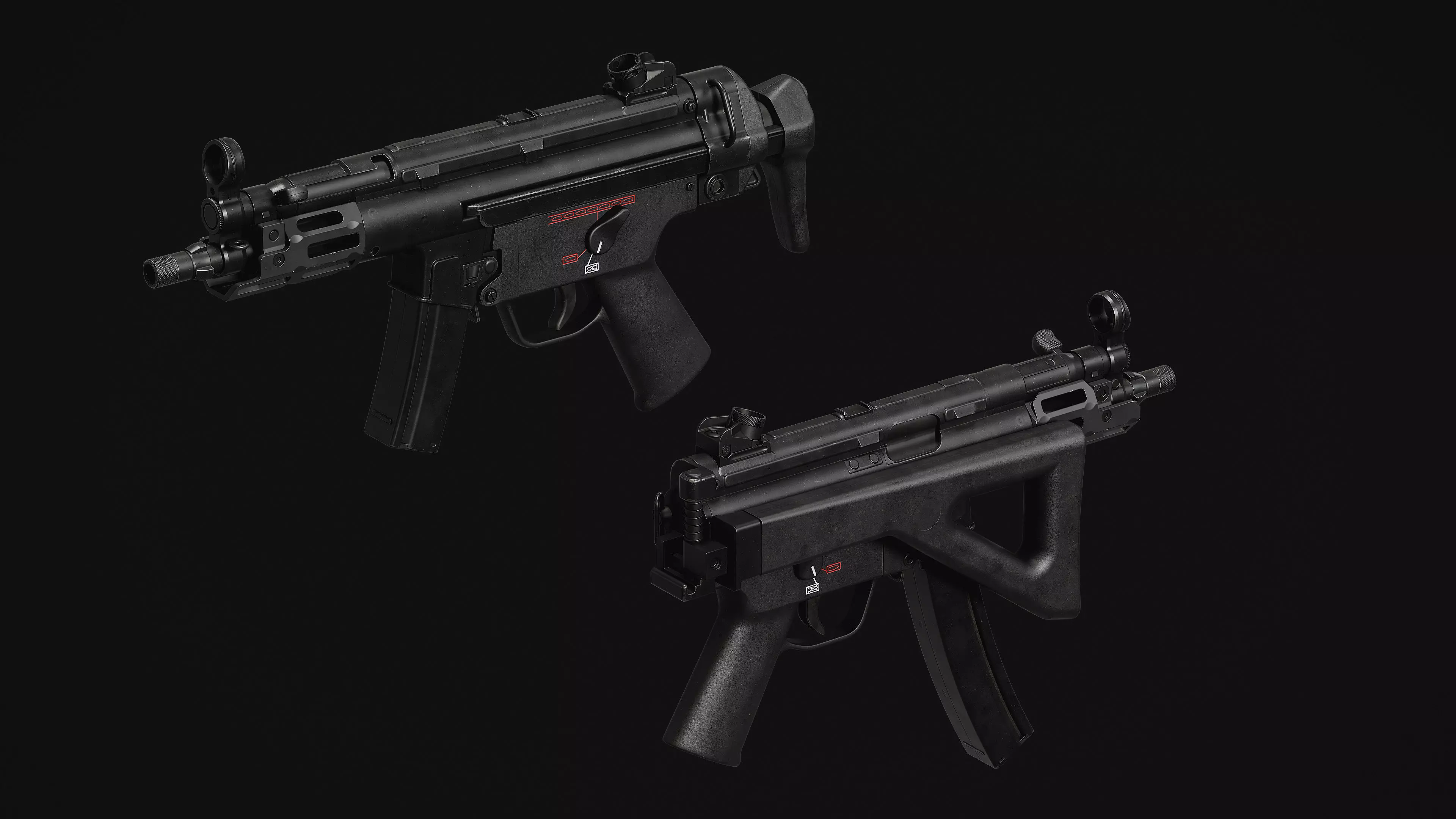 MP5 SMG Low-poly 3D model_11
