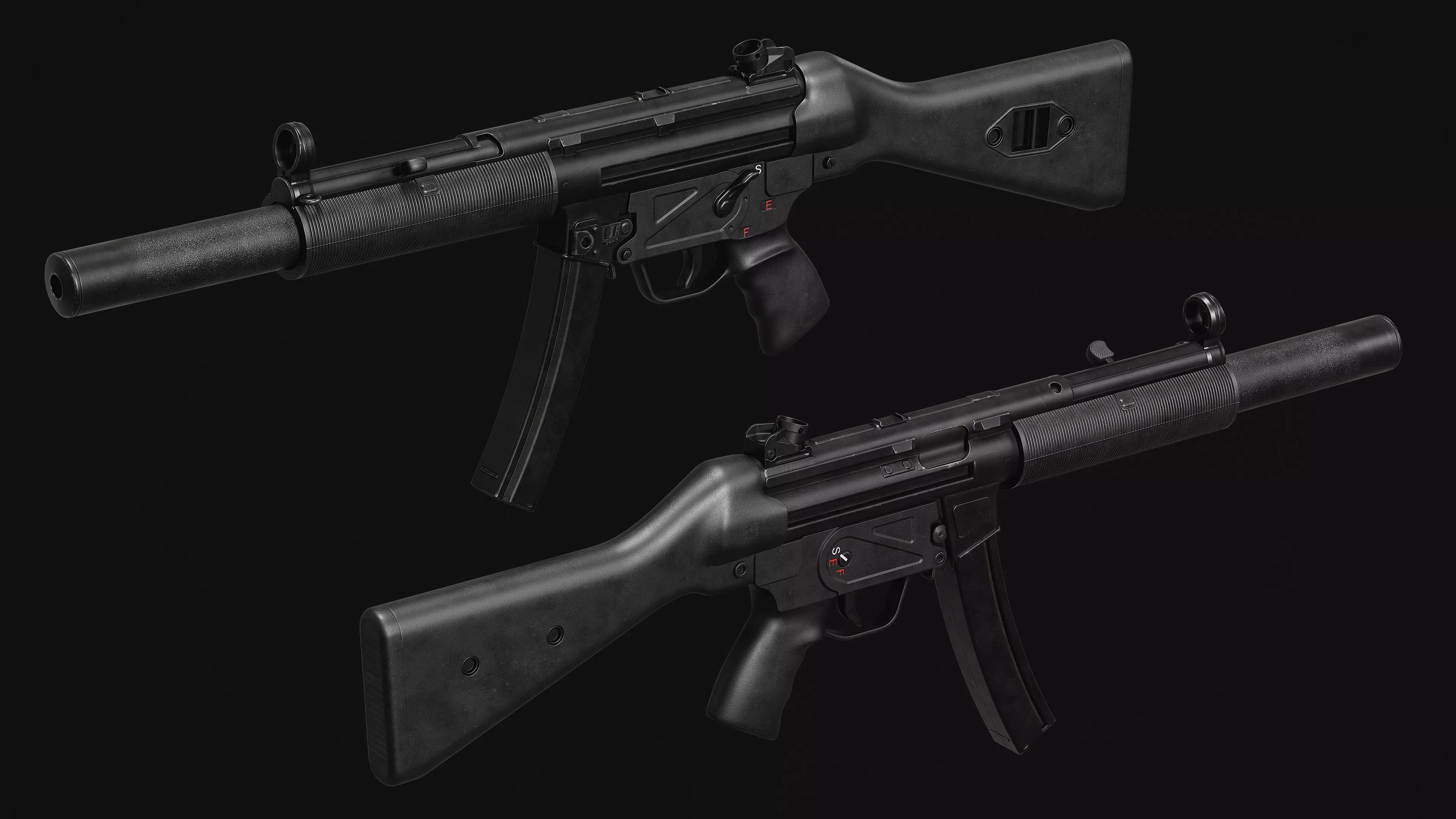 MP5 SMG Low-poly 3D model_2