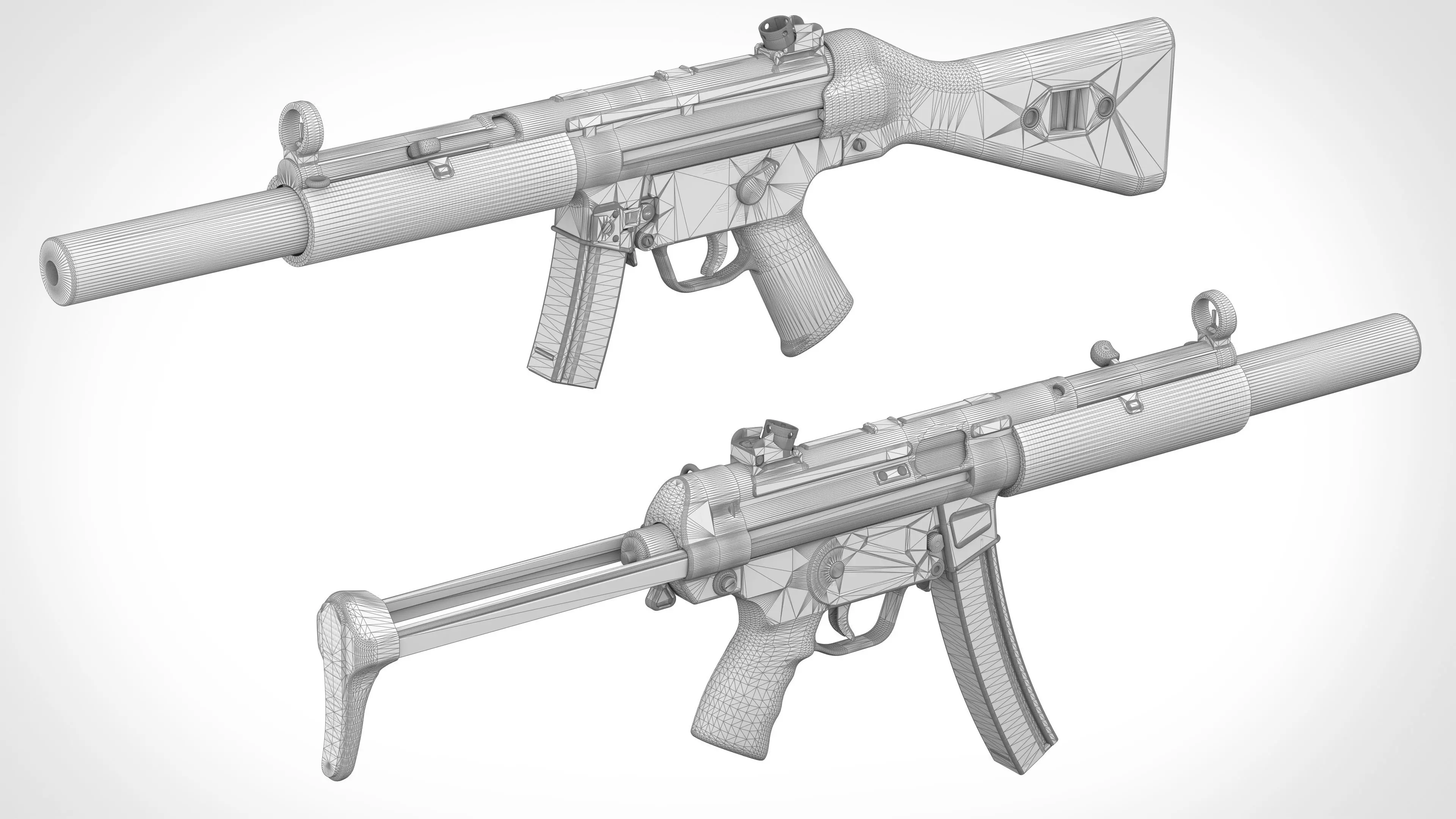 MP5 SMG Low-poly 3D model_14