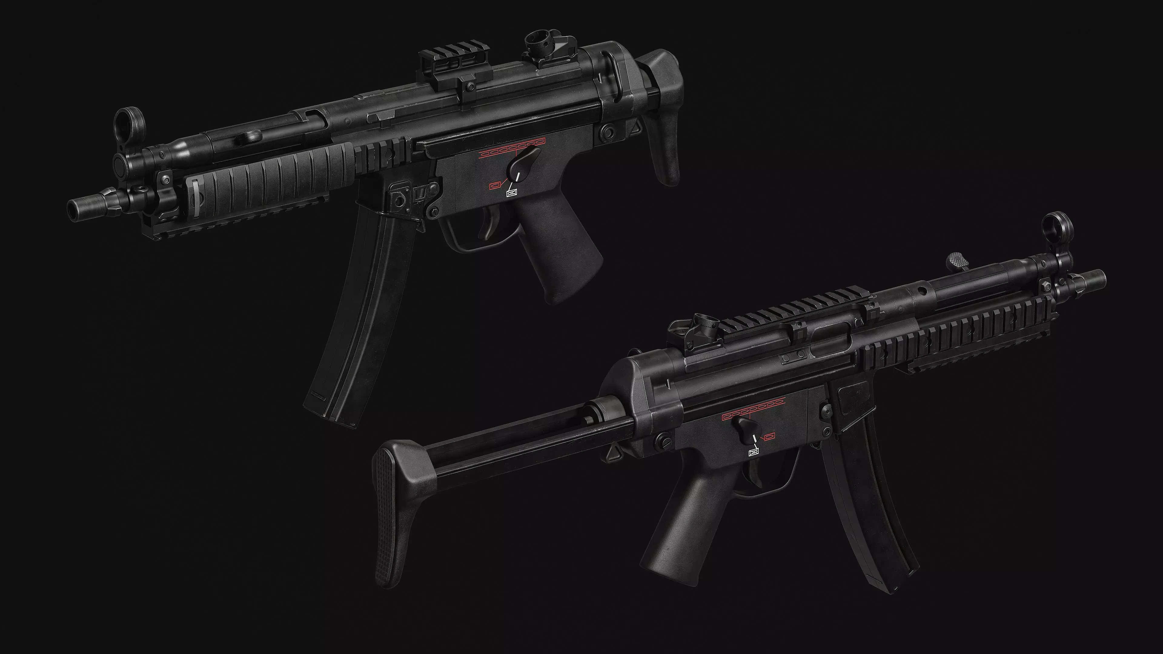 MP5 SMG Low-poly 3D model_7