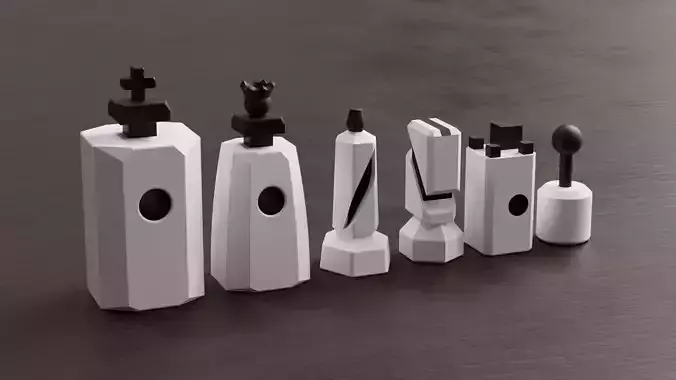 Minimalist Geometric Chess Set - Modern Abstract 3D Print