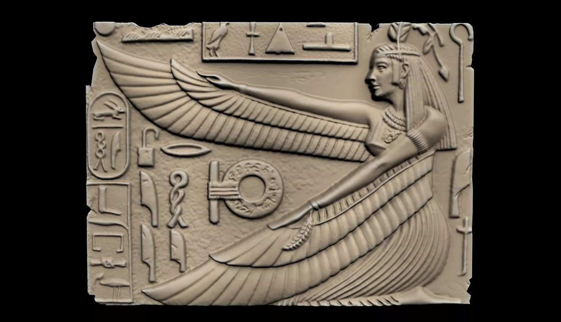 COPY OF THE ORIGINAL ARTIFACT PART OF A WALL ISIS WING 3D print model