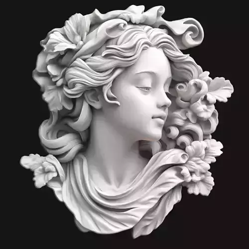 Elegant Greek Woman Portrait with Flowers