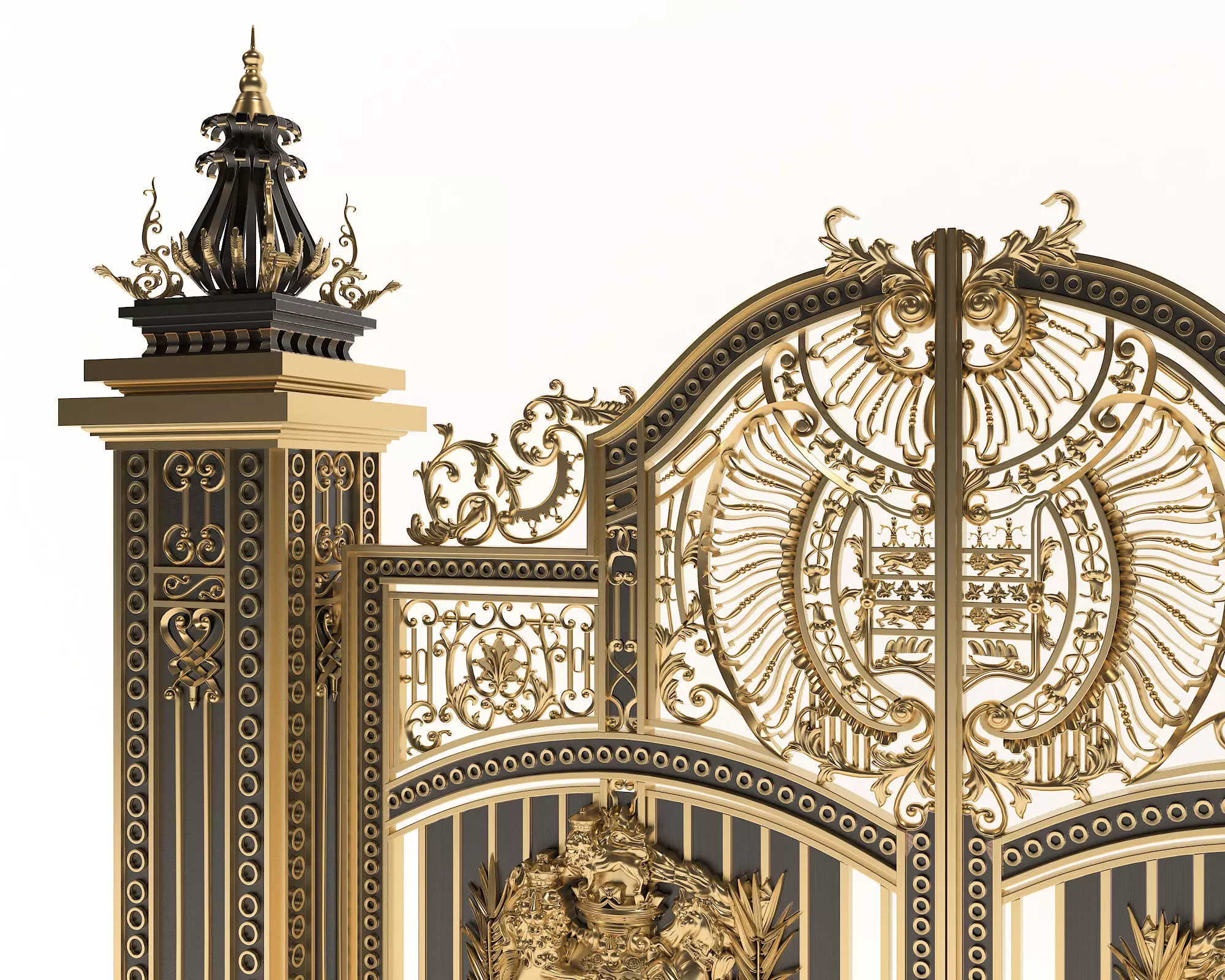 Classic European style Mansion Gate 3D model_2