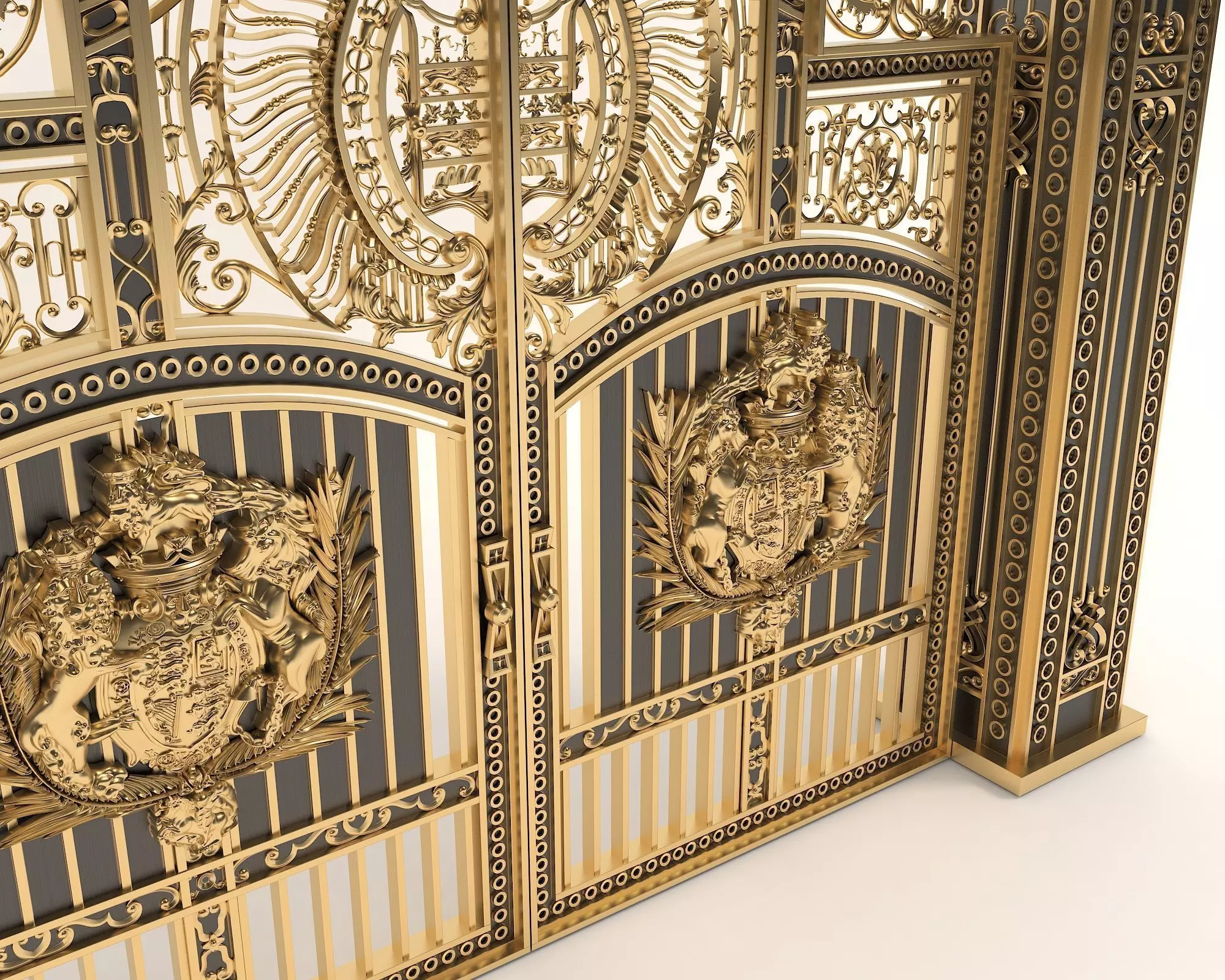 Classic European style Mansion Gate 3D model_6