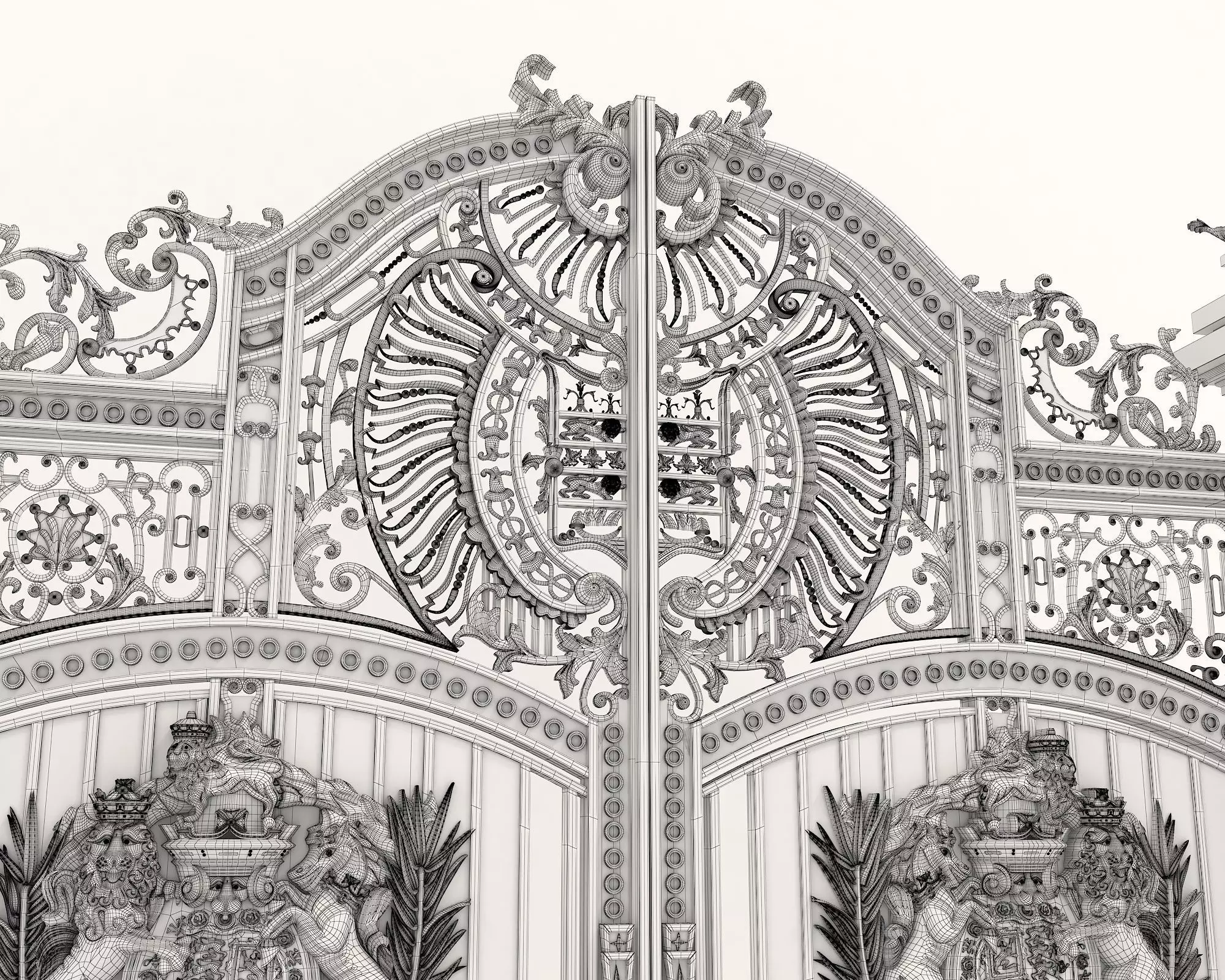 Classic European style Mansion Gate 3D model_10