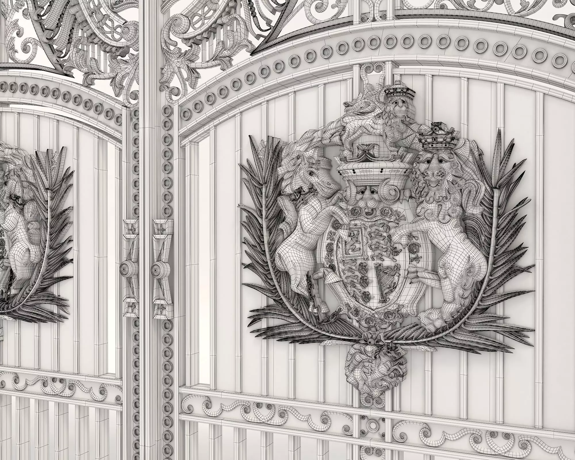 Classic European style Mansion Gate 3D model_11